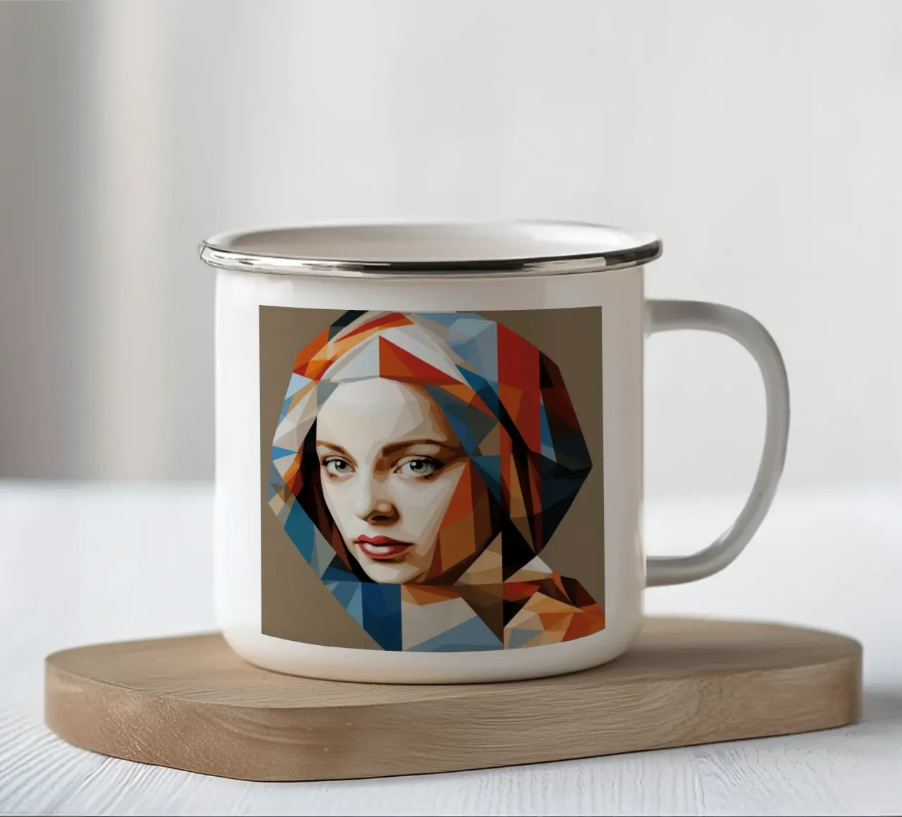 Donna olandese geometrica tazza in smalto da Artful Muse