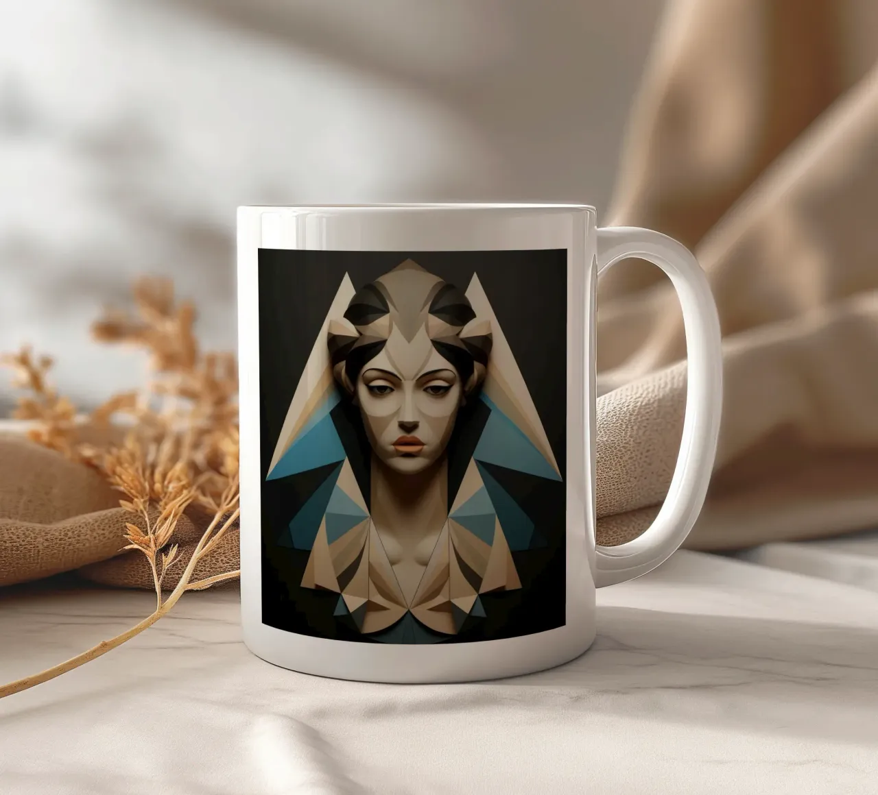 Donna greca geometrica tazza in ceramica da Artful Muse
