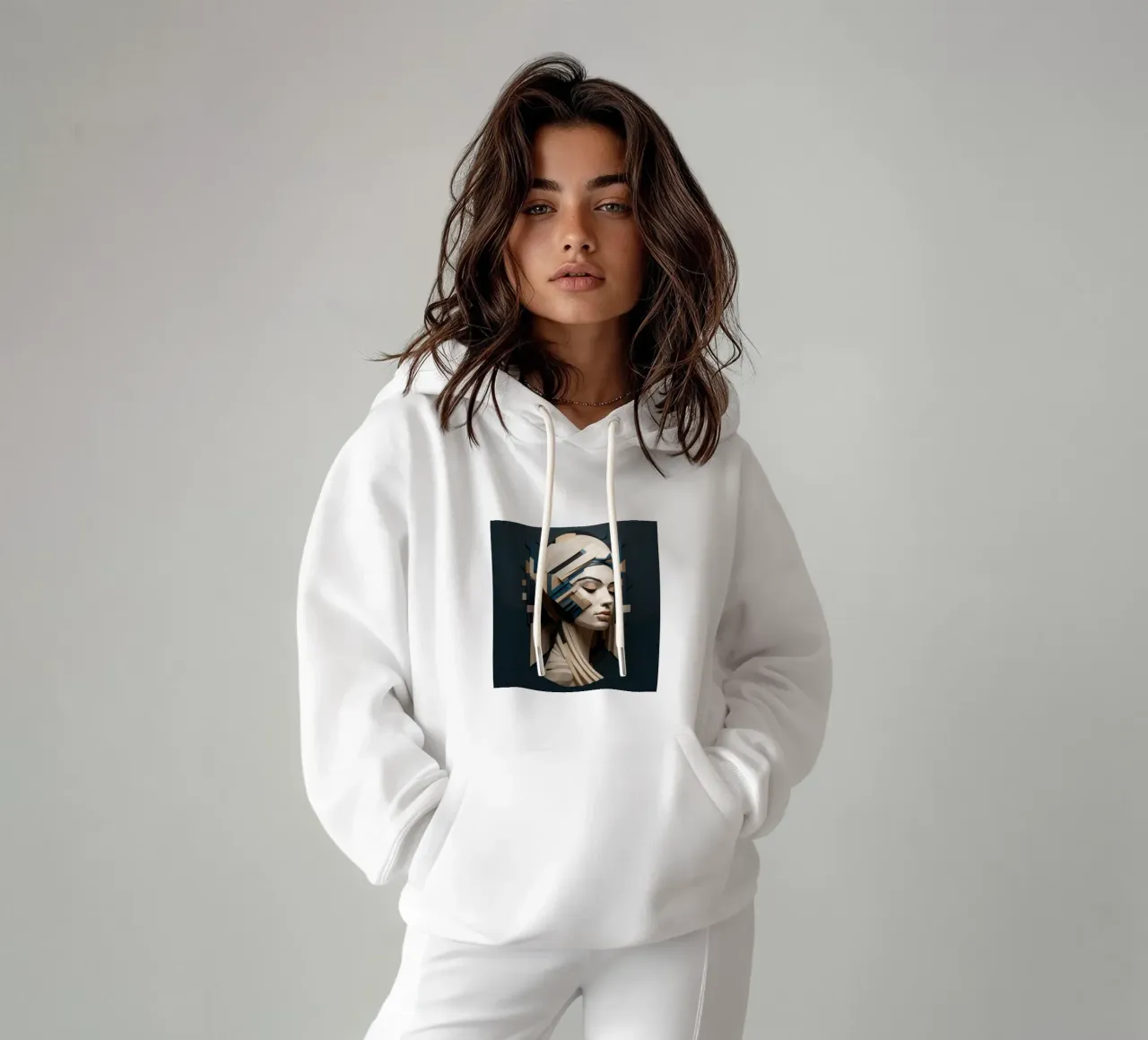 Donna greca geometrica felpa con cappuccio da Artful Muse