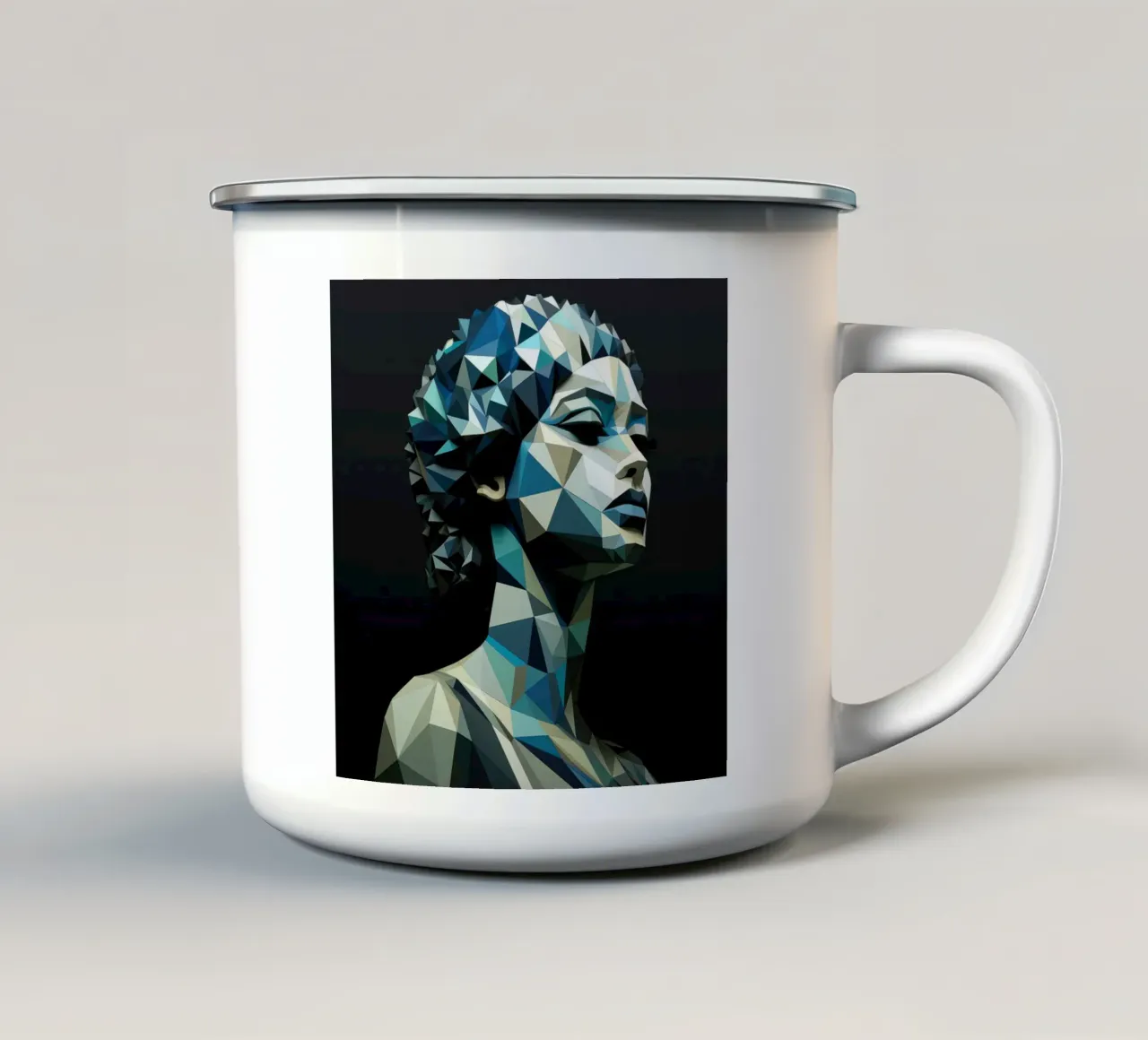 Donna greca geometrica tazza in smalto da Artful Muse