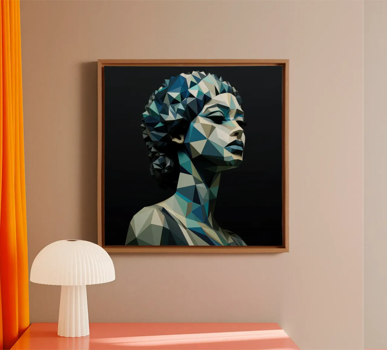 Donna greca geometrica tela con Cornice a cassetta da Artful Muse