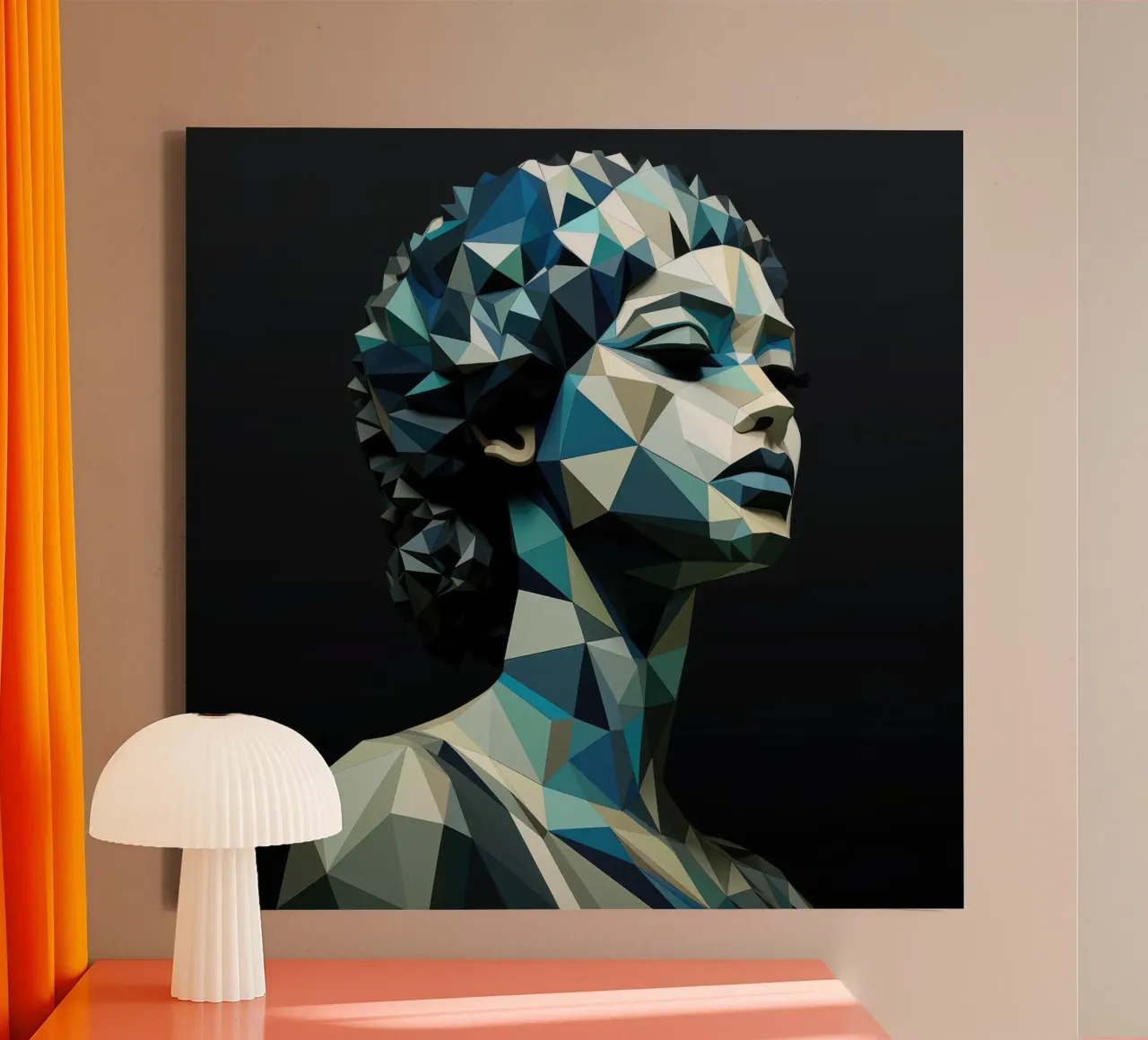 Donna greca geometrica tela con Cornice a cassetta da Artful Muse