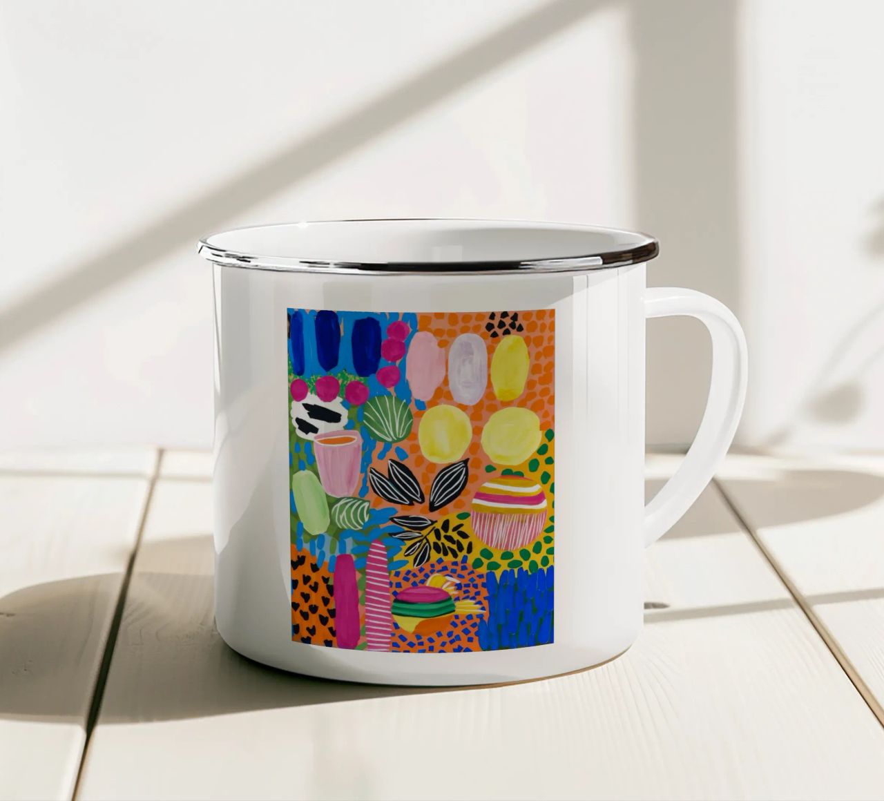Arte popolare in fiore tazza in smalto da Zep Layers