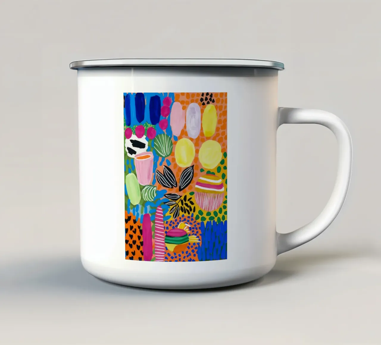 Arte popolare in fiore tazza in smalto da Zep Layers