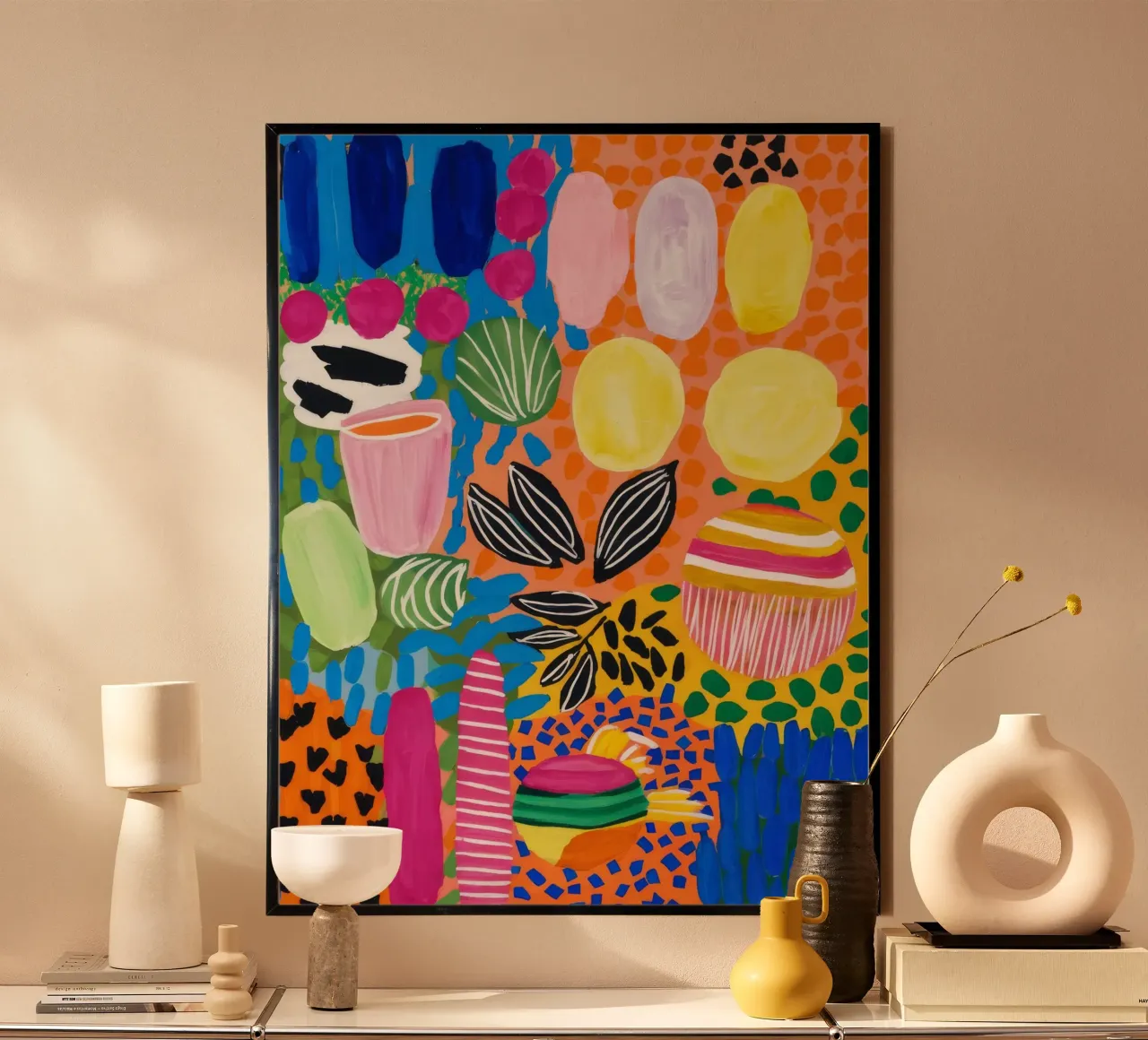 Arte popolare in fiore poster con telaio in legno da Zep Layers
