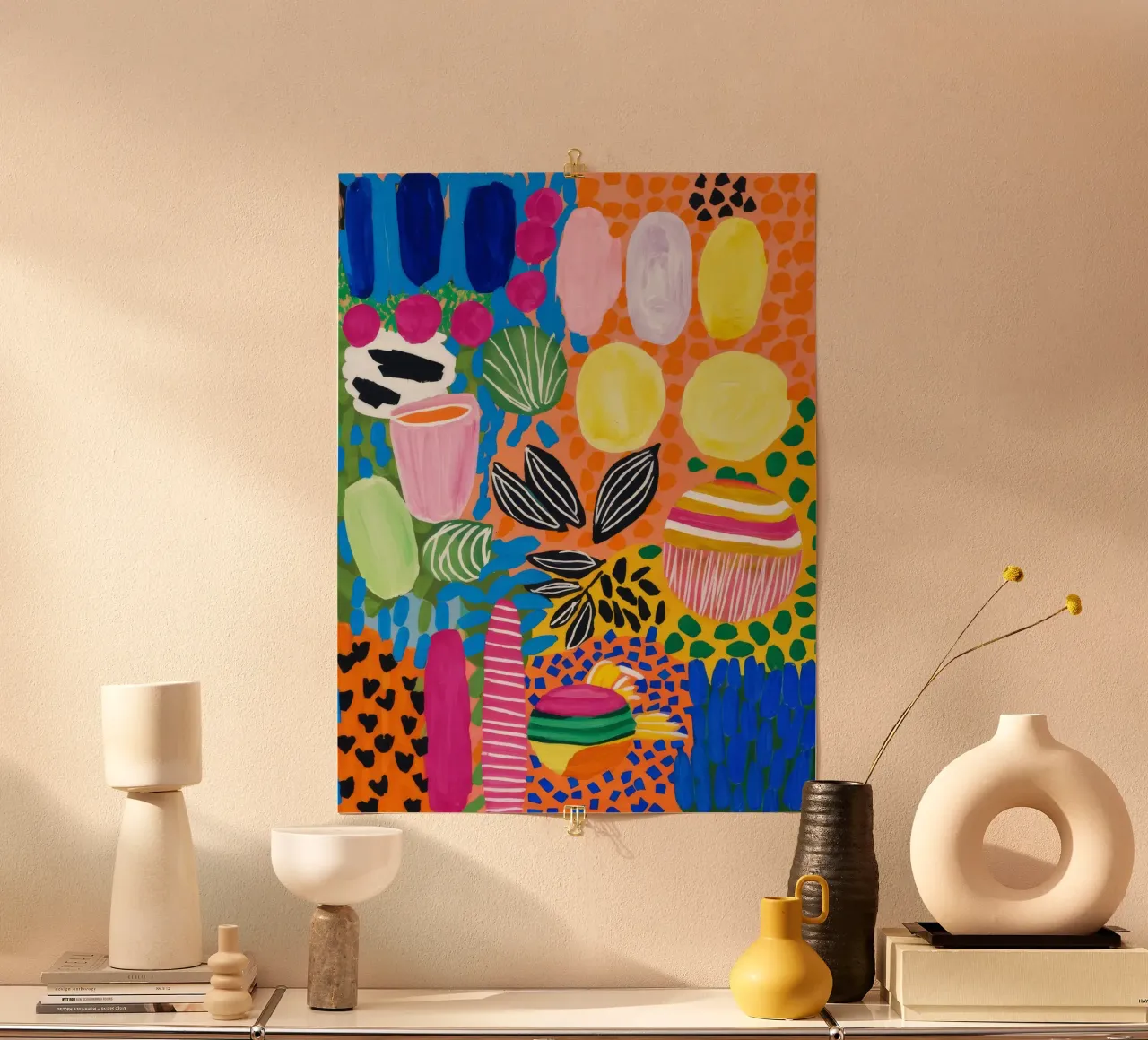 Arte popolare in fiore poster con telaio in legno da Zep Layers