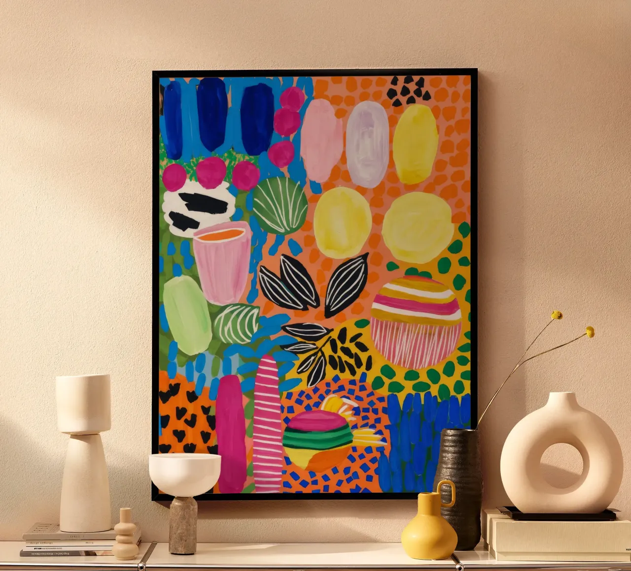 Arte popolare in fiore poster con telaio in legno da Zep Layers