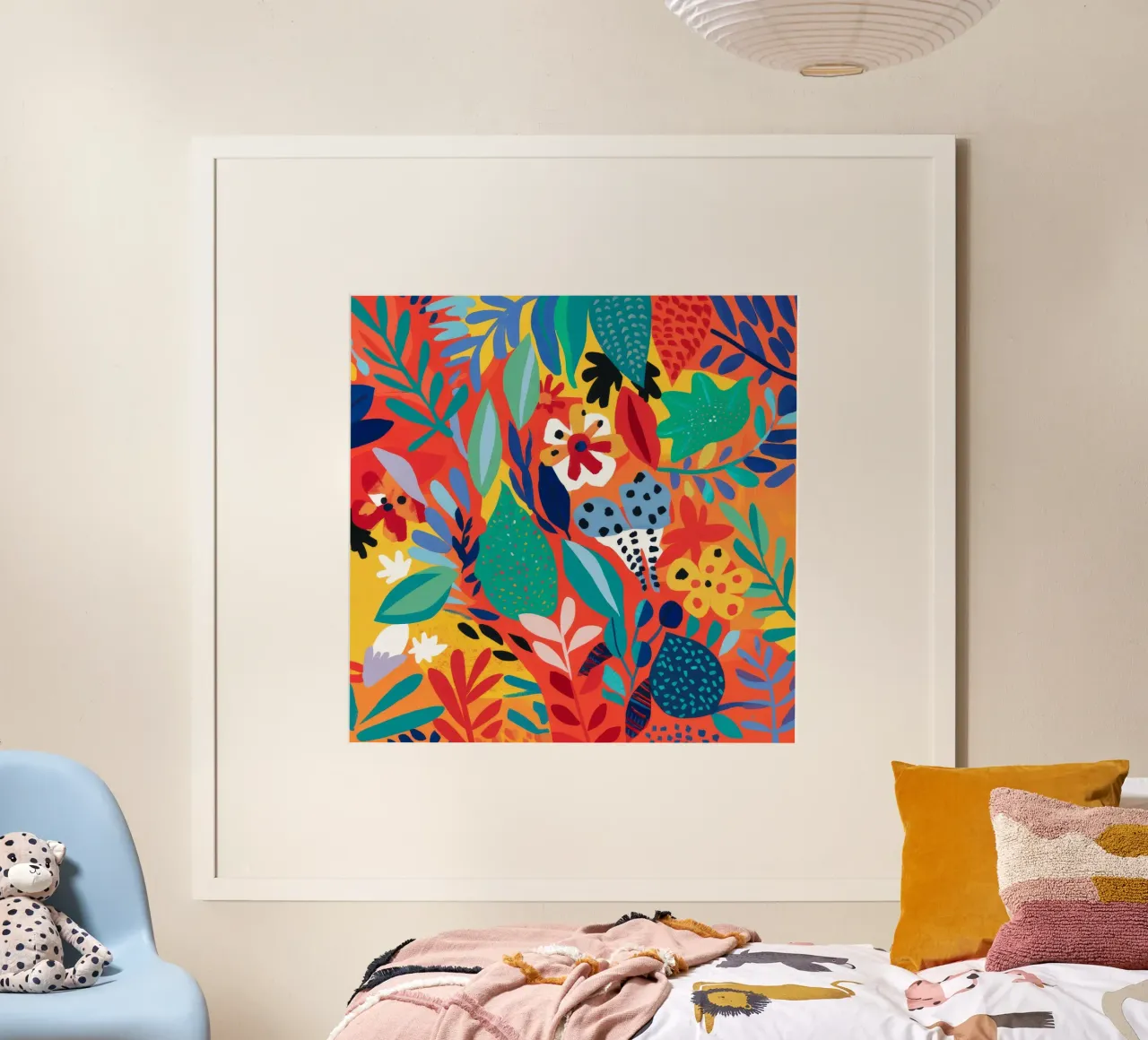 Danza della foresta cremisi poster con telaio in legno da Zep Layers