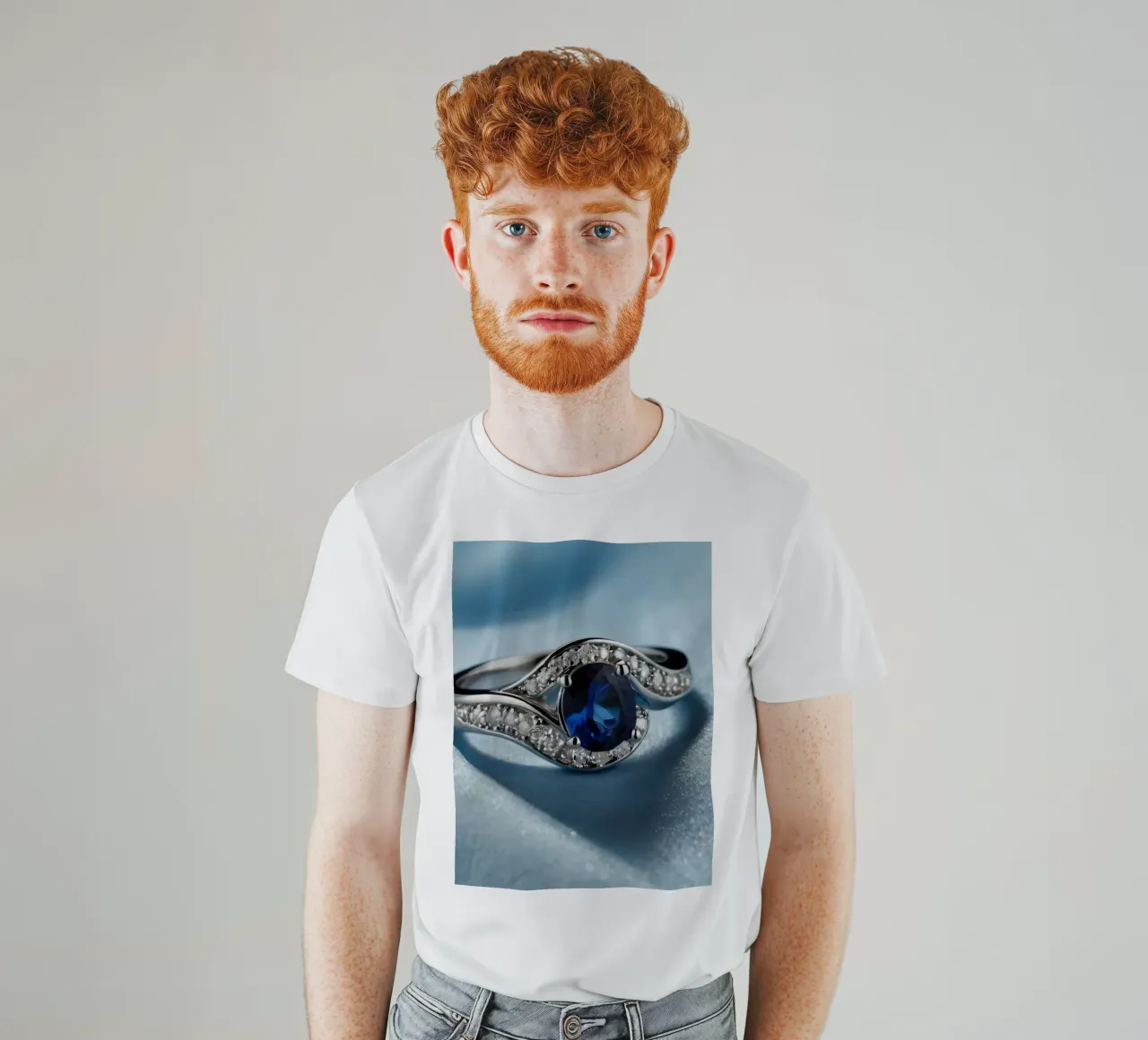 Elegante anello in argento con gemma di zaffiro t-shirt da DesignDoodle