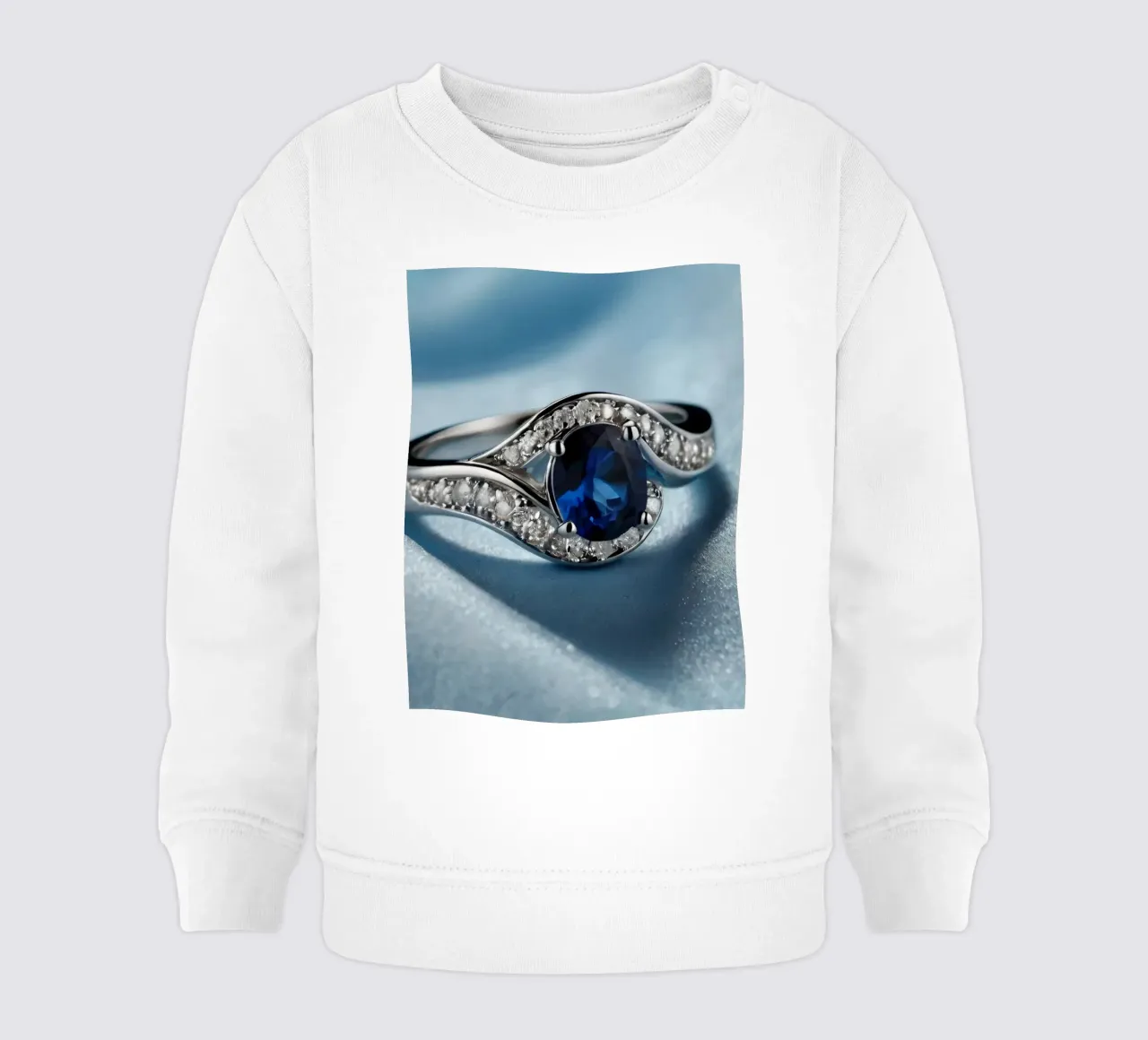 Elegante anello in argento con gemma di zaffiro felpa neonato da DesignDoodle