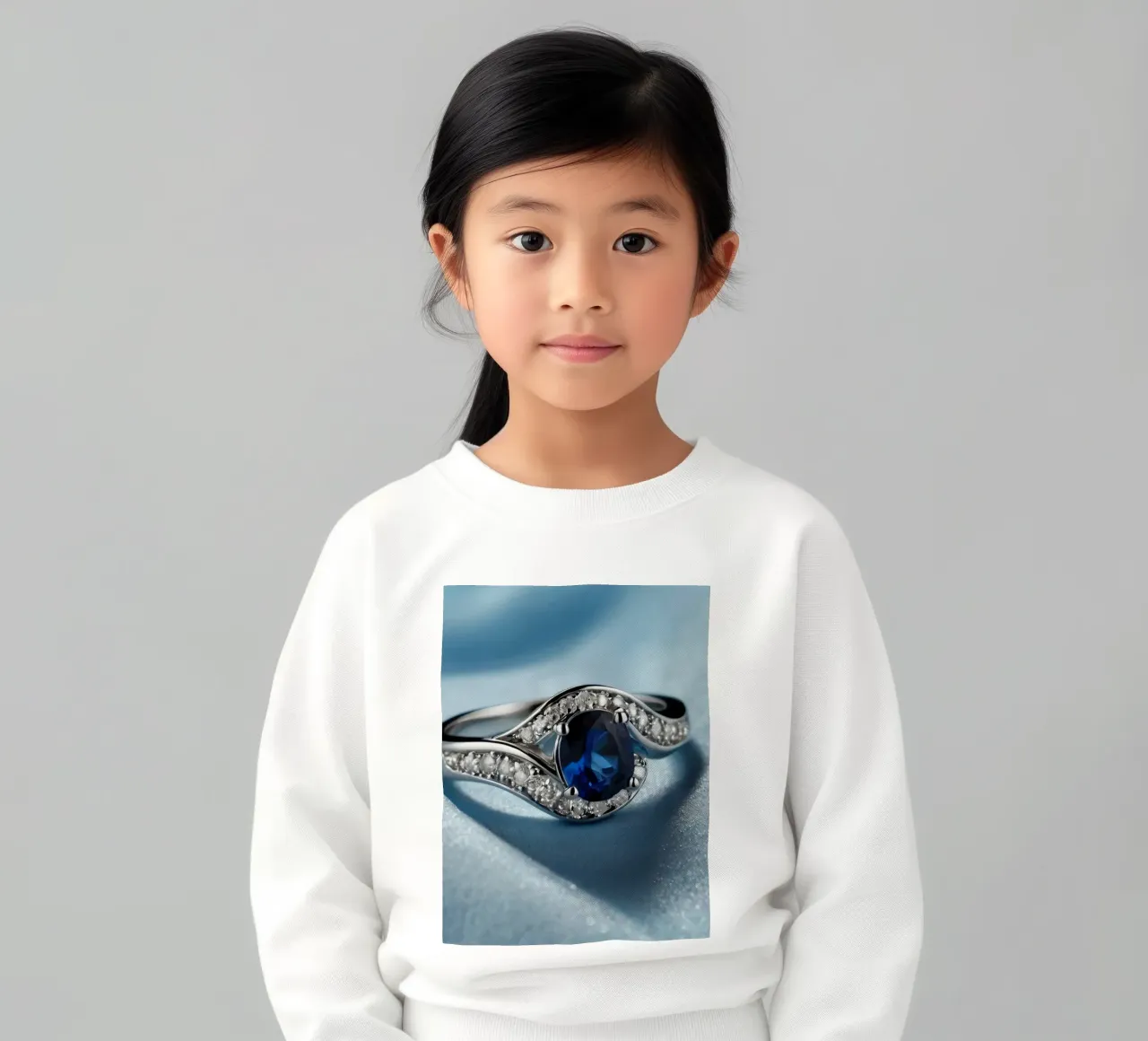 Elegante anello in argento con gemma di zaffiro felpa bambino da DesignDoodle
