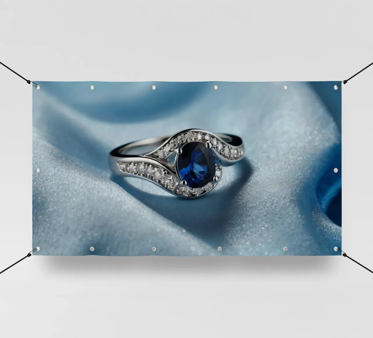 Elegante anello in argento con gemma di zaffiro telo in pvc da DesignDoodle