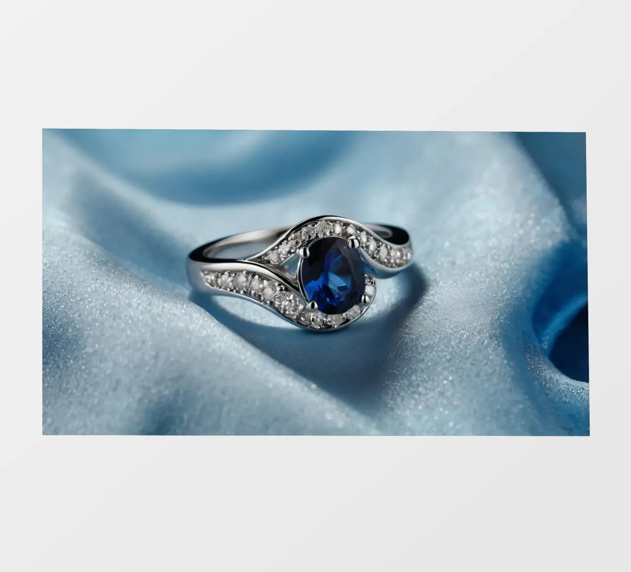 Elegante anello in argento con gemma di zaffiro telo in pvc da DesignDoodle