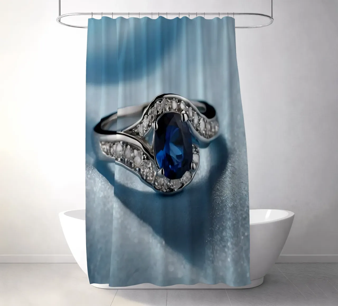 Elegante anello in argento con gemma di zaffiro tenda da doccia da DesignDoodle