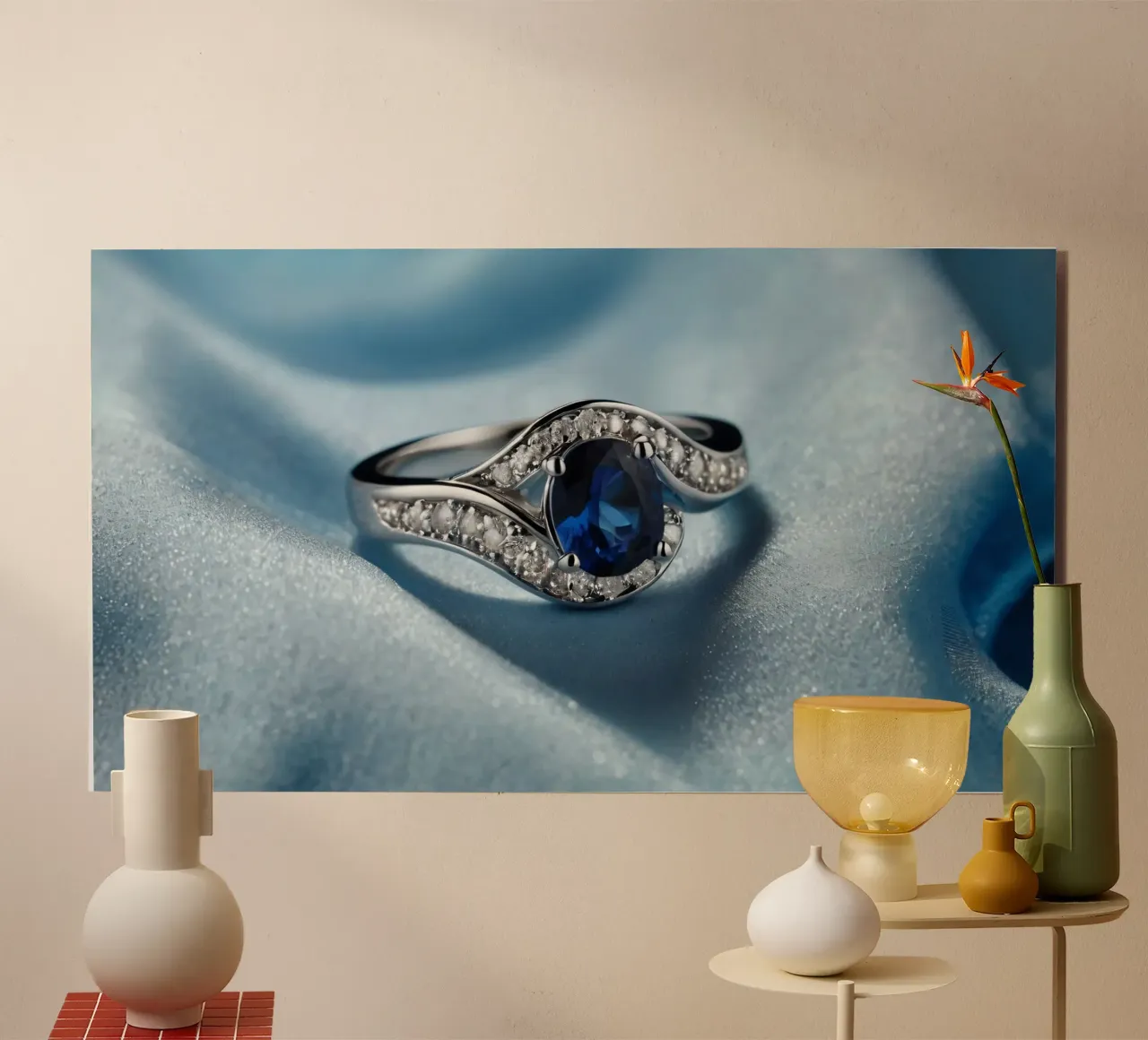 Elegante anello in argento con gemma di zaffiro alluminio dibond da DesignDoodle