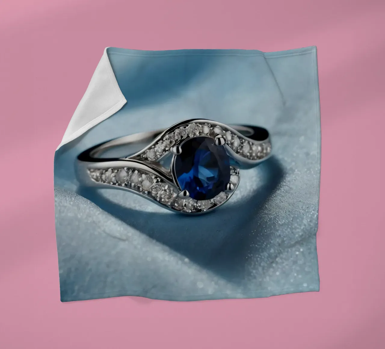 Elegante anello in argento con gemma di zaffiro coperta in pile da DesignDoodle
