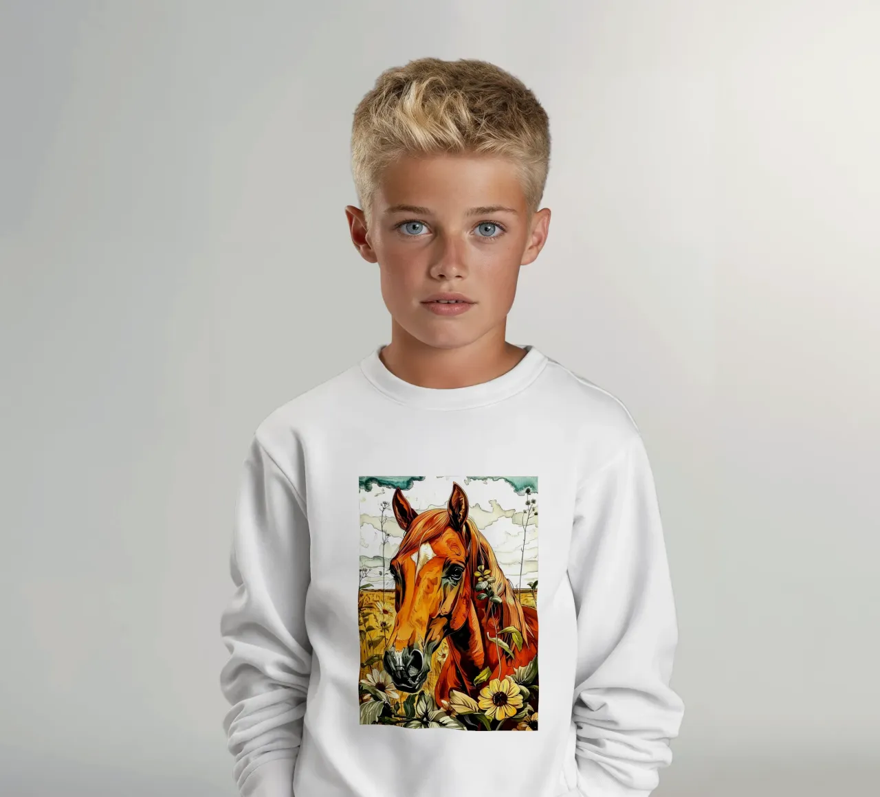 Cavallo marrone felpa bambino da Justyna Jaszke JBJart