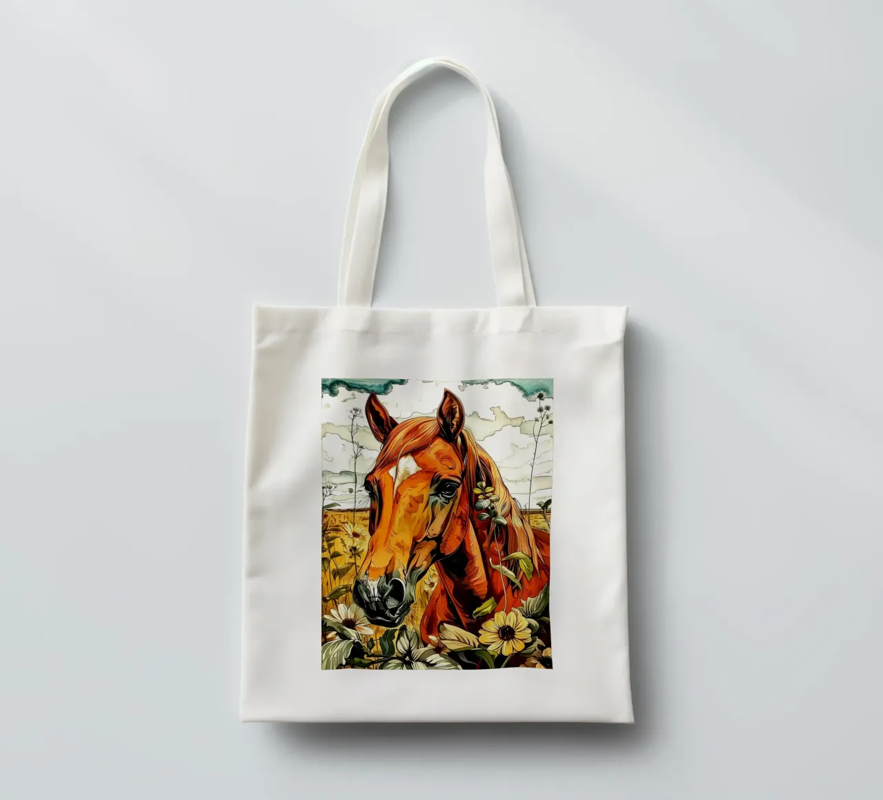 Brown horse tote bag by Justyna Jaszke JBJart
