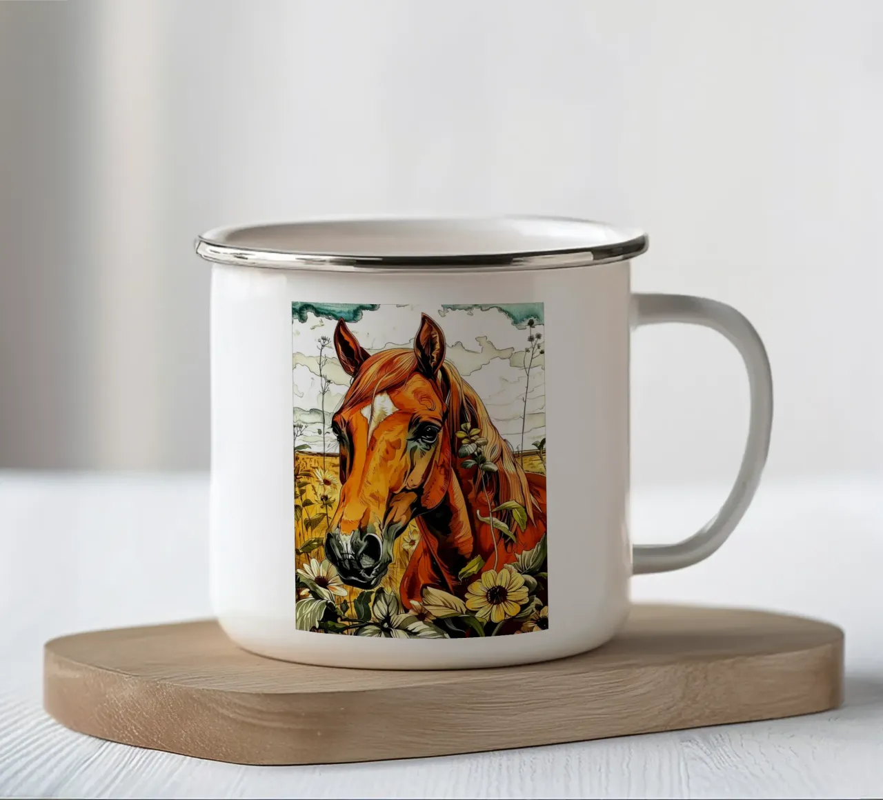 Cavallo marrone tazza in smalto da Justyna Jaszke JBJart