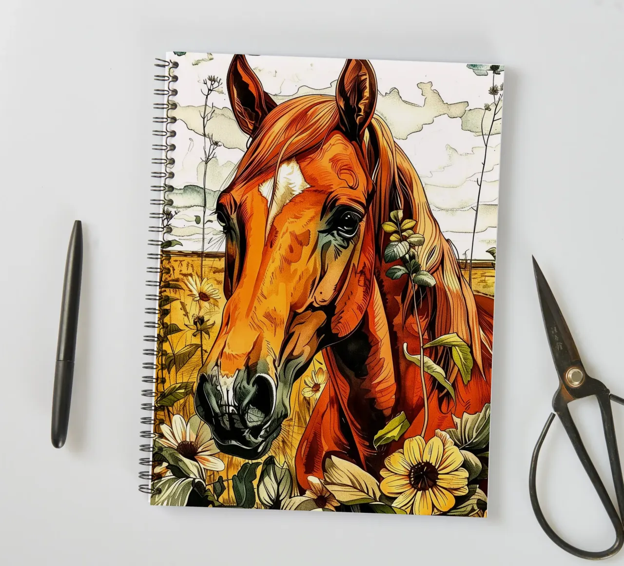 Brown horse spiral notebook by Justyna Jaszke JBJart