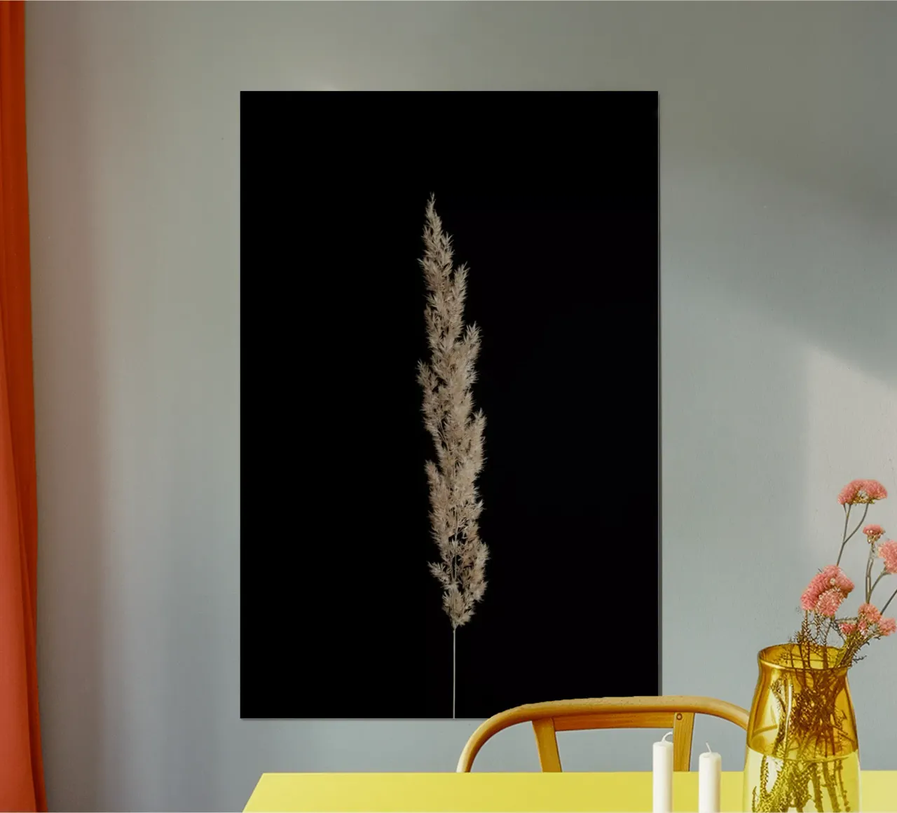 Minimal Pampas Grass On Black carta hahnemühle da Studio Nahili