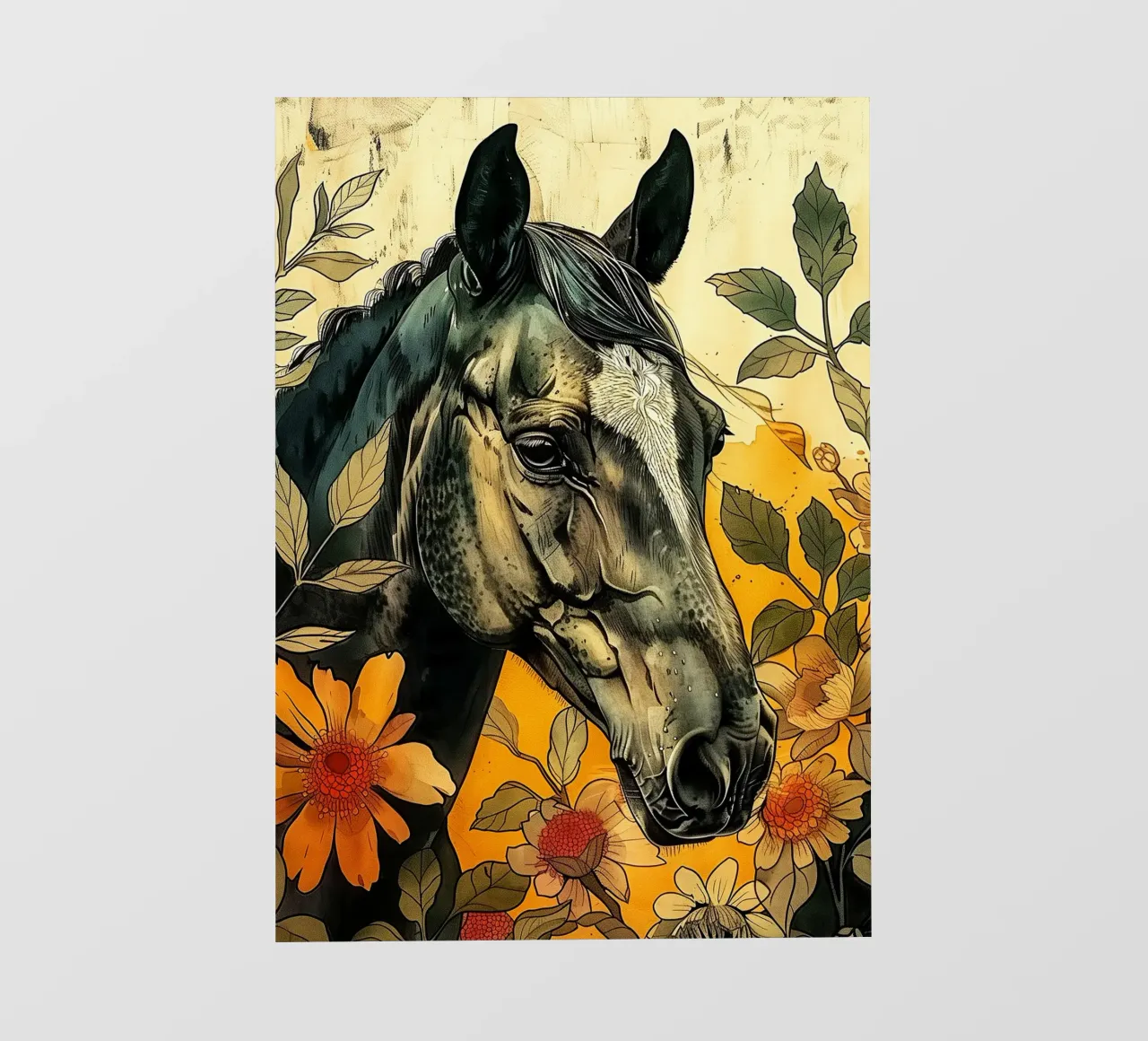 Black horse photo wallpaper by Justyna Jaszke JBJart