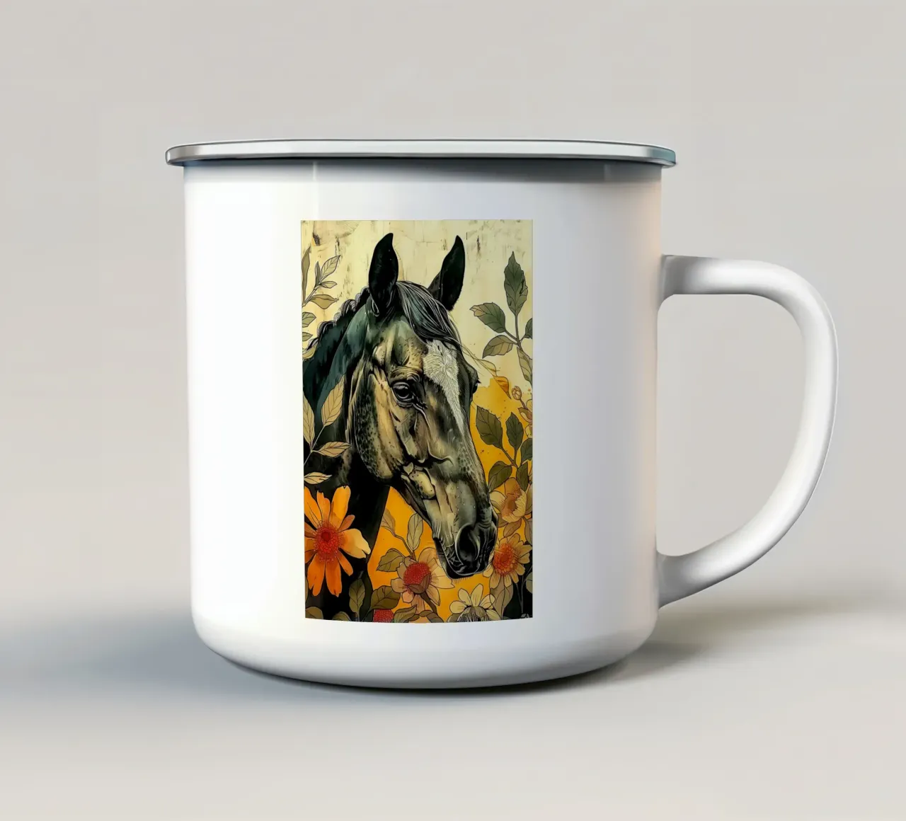 Cavallo nero tazza in smalto da Justyna Jaszke JBJart
