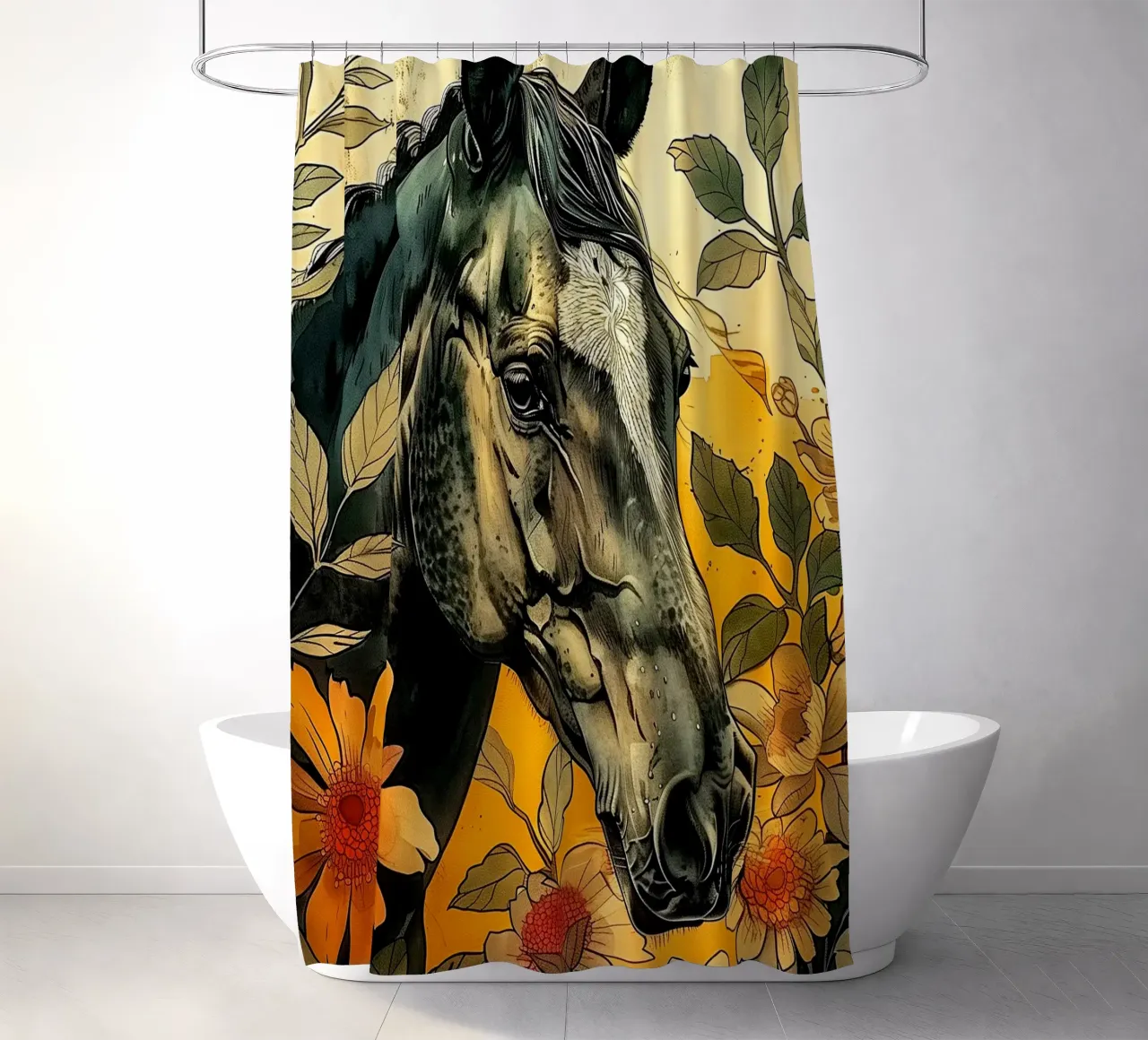 Cavallo nero tenda da doccia da Justyna Jaszke JBJart