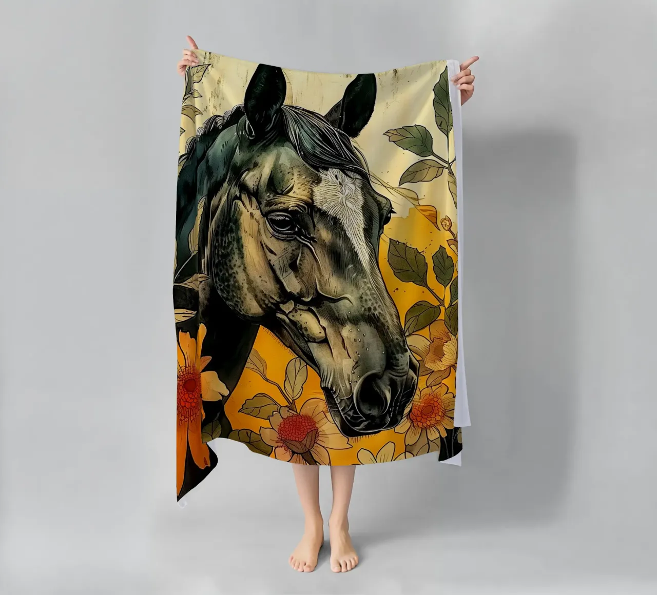 Cavallo nero telo mare da Justyna Jaszke JBJart