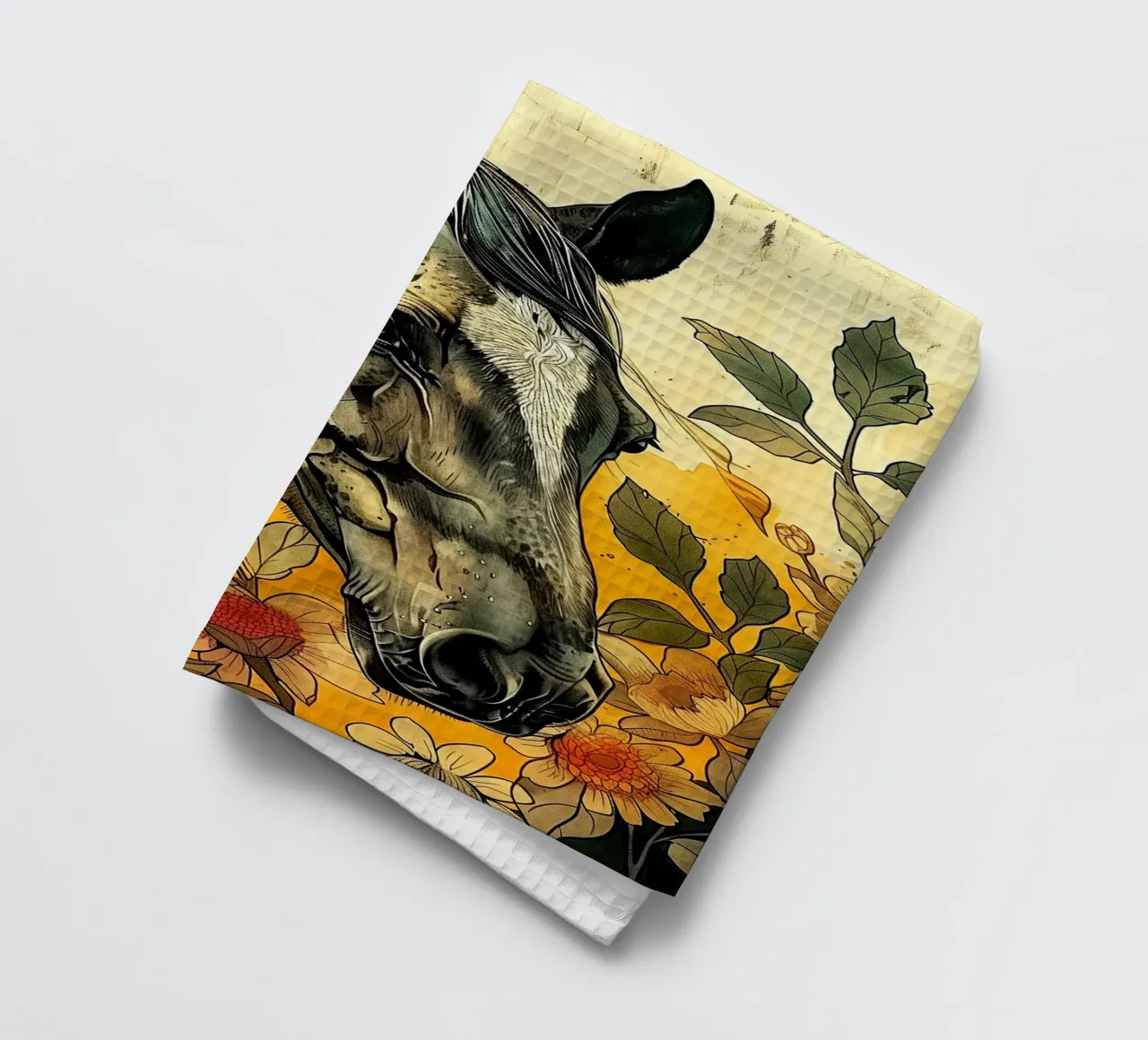 Cavallo nero canovaccio da cucina da Justyna Jaszke JBJart