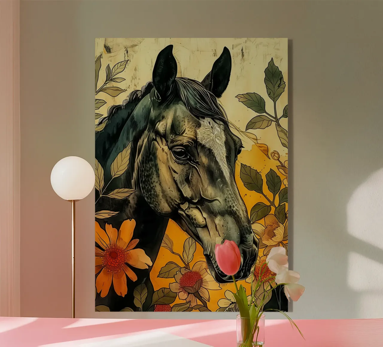 Black horse acrylic glass by Justyna Jaszke JBJart