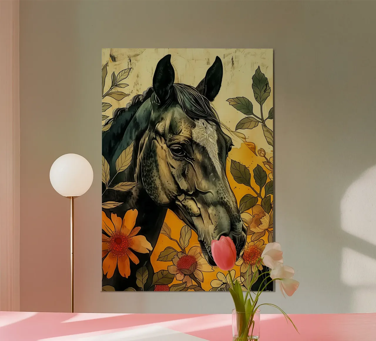 Black horse alu-dibond by Justyna Jaszke JBJart