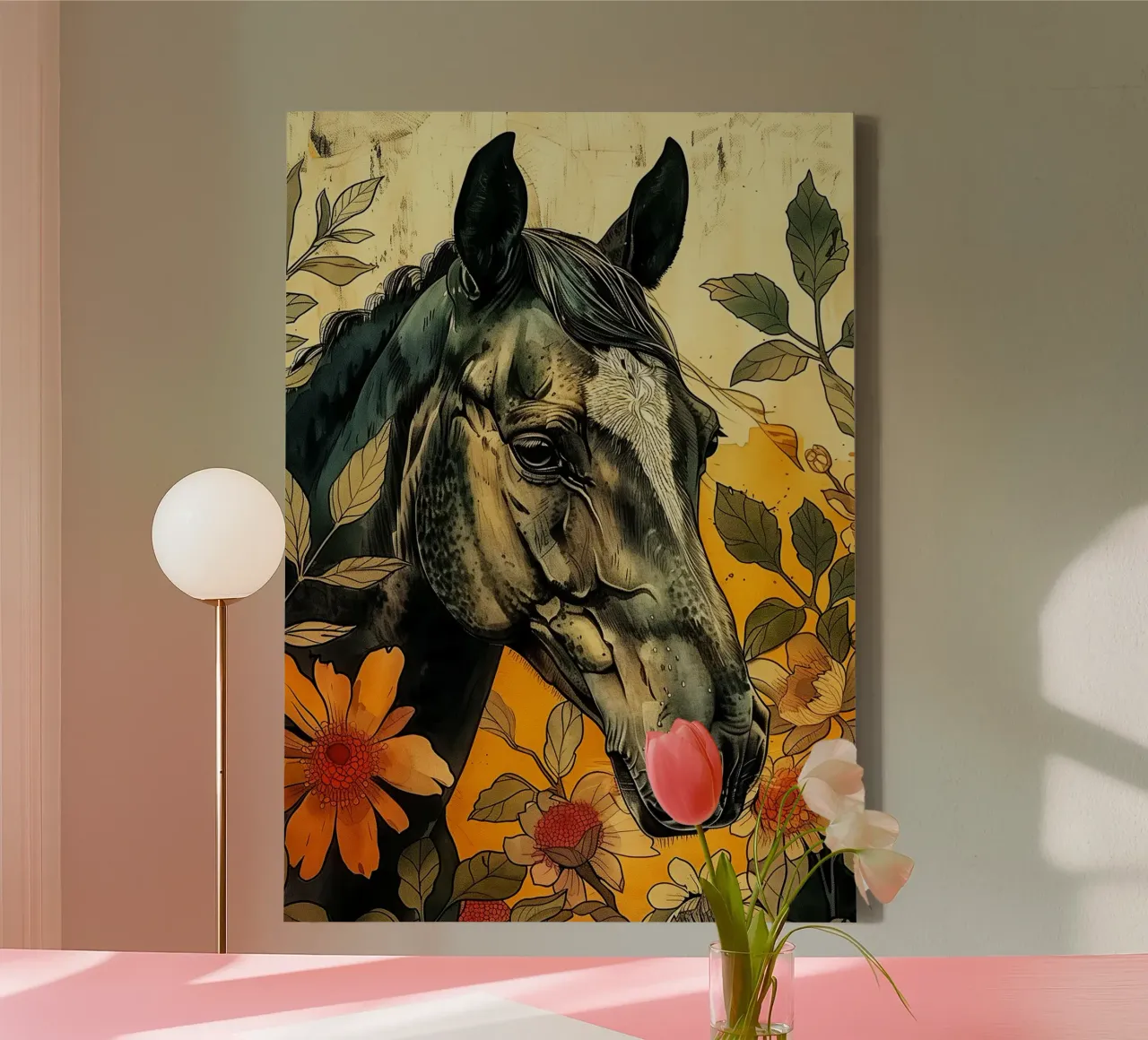 Black horse canvas by Justyna Jaszke JBJart