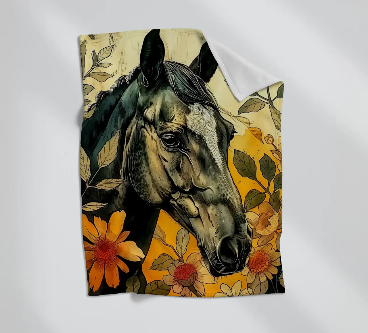 Cavallo nero coperta in pile da Justyna Jaszke JBJart