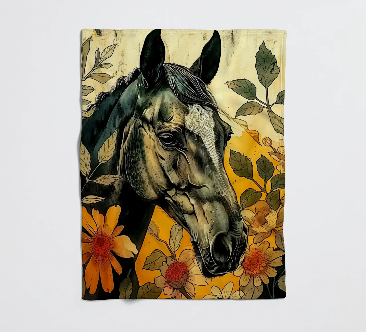 Cavallo nero coperta in pile da Justyna Jaszke JBJart