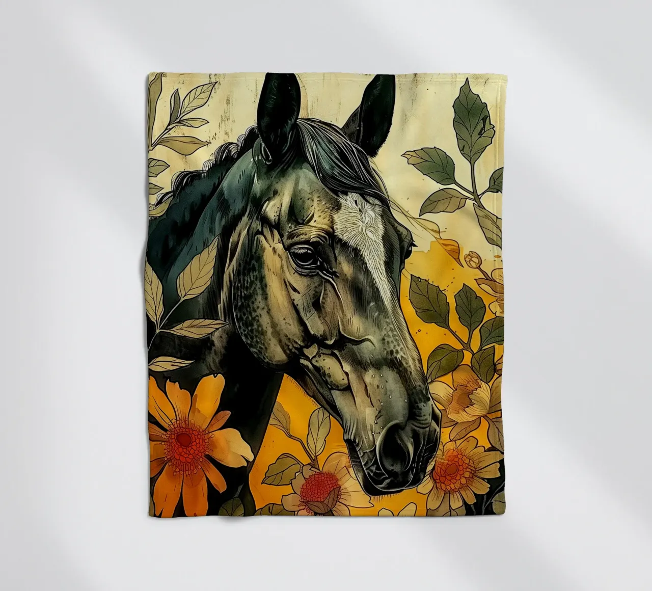 Cavallo nero coperta in pile da Justyna Jaszke JBJart