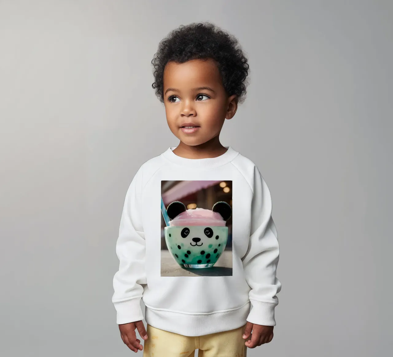 Dessert colorato a tema panda servito in una simpatica tazza felpa neonato da DesignDoodle