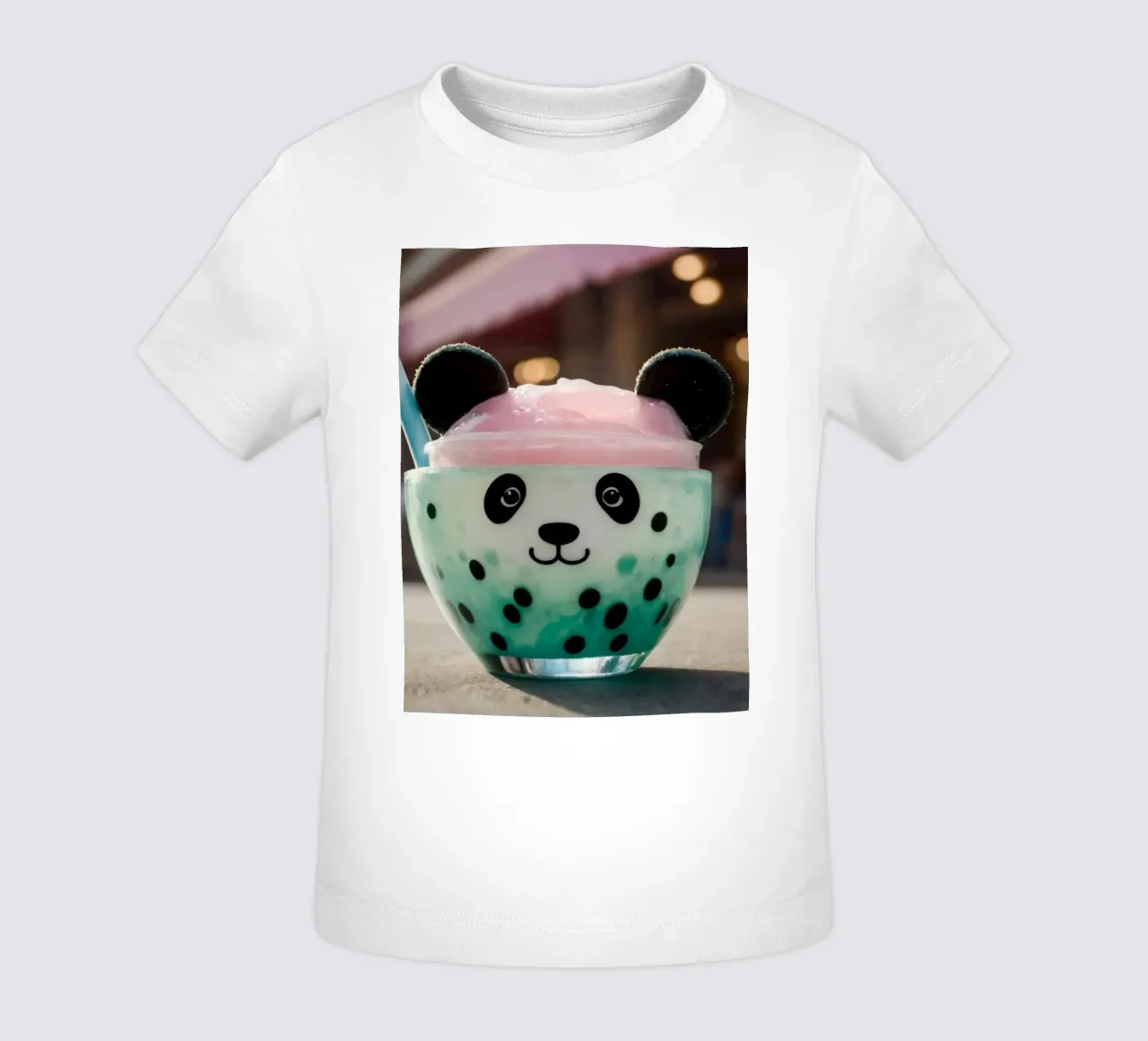 Dessert colorato a tema panda servito in una simpatica tazza maglietta neonato da DesignDoodle