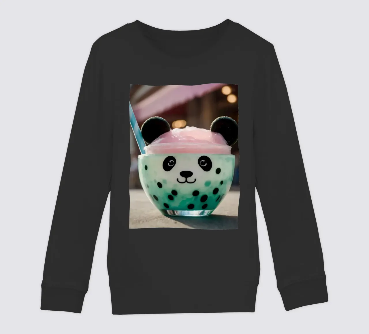 Dessert colorato a tema panda servito in una simpatica tazza felpa bambino da DesignDoodle