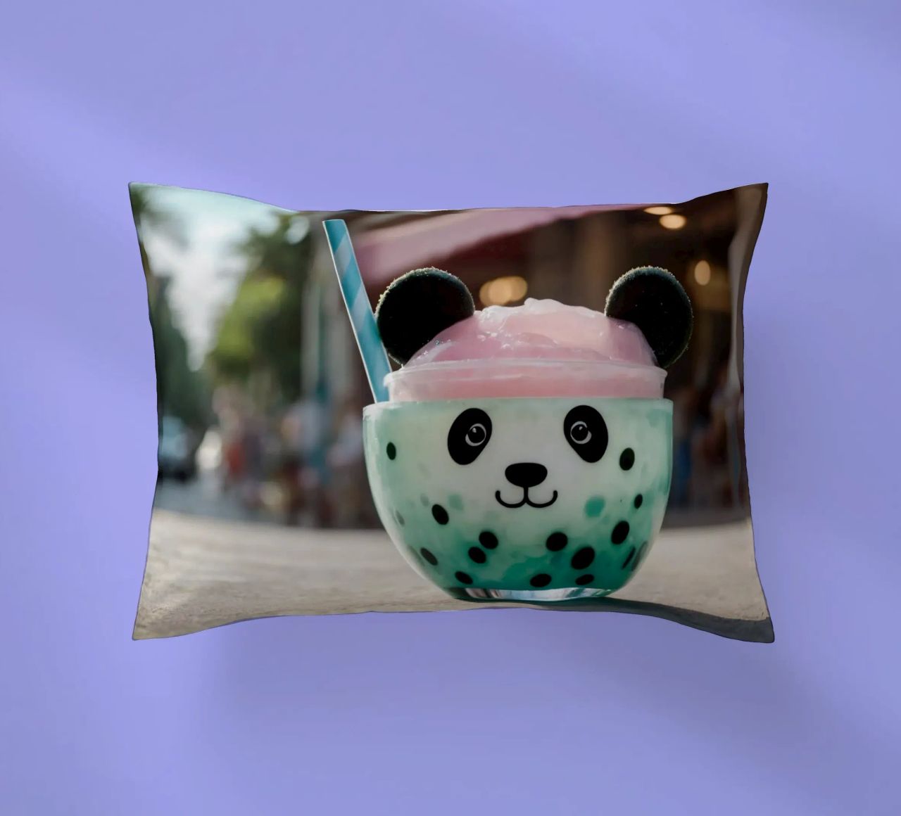 Dessert colorato a tema panda servito in una simpatica tazza cuscino da DesignDoodle