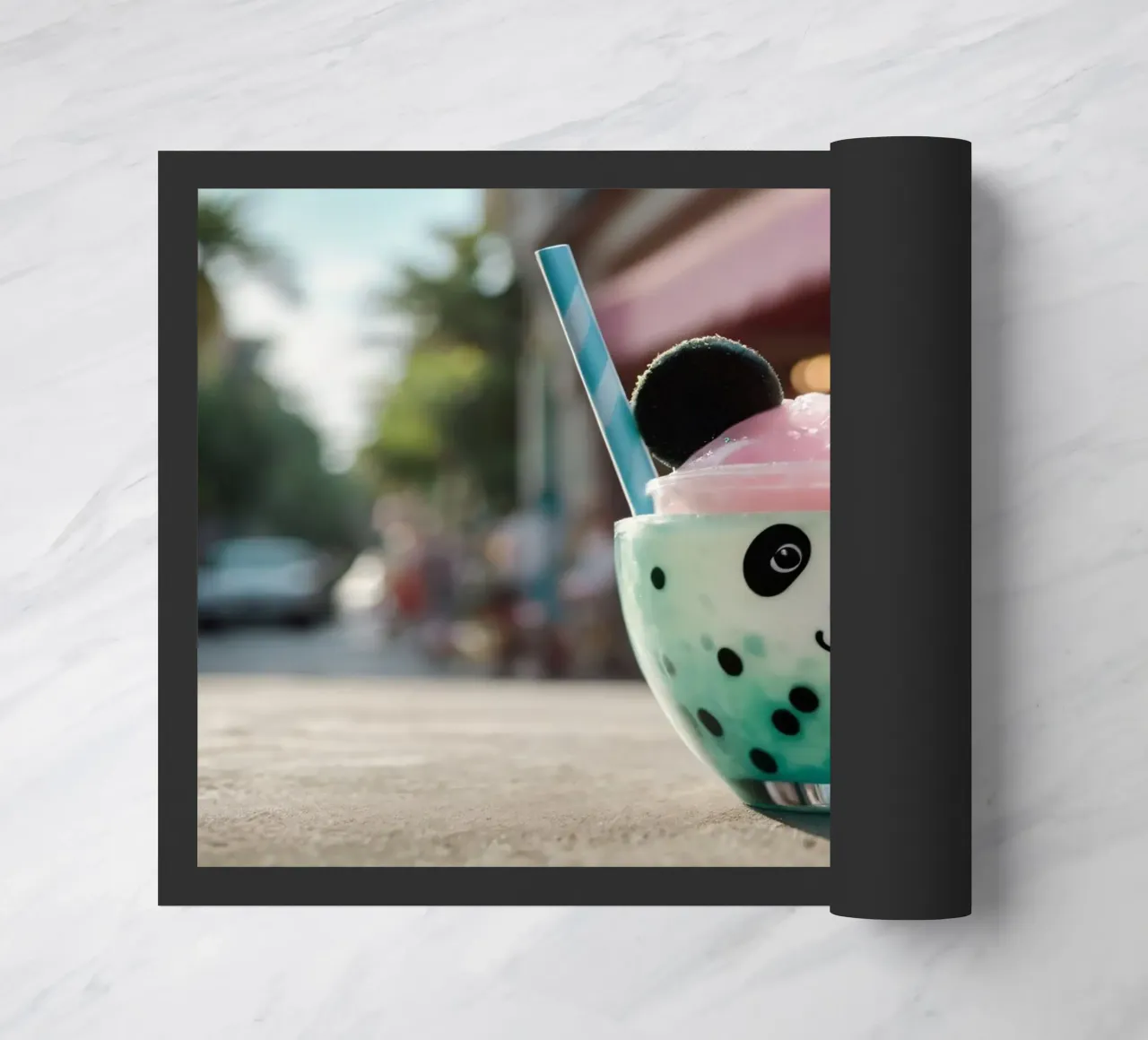 Dessert colorato a tema panda servito in una simpatica tazza zerbino da DesignDoodle