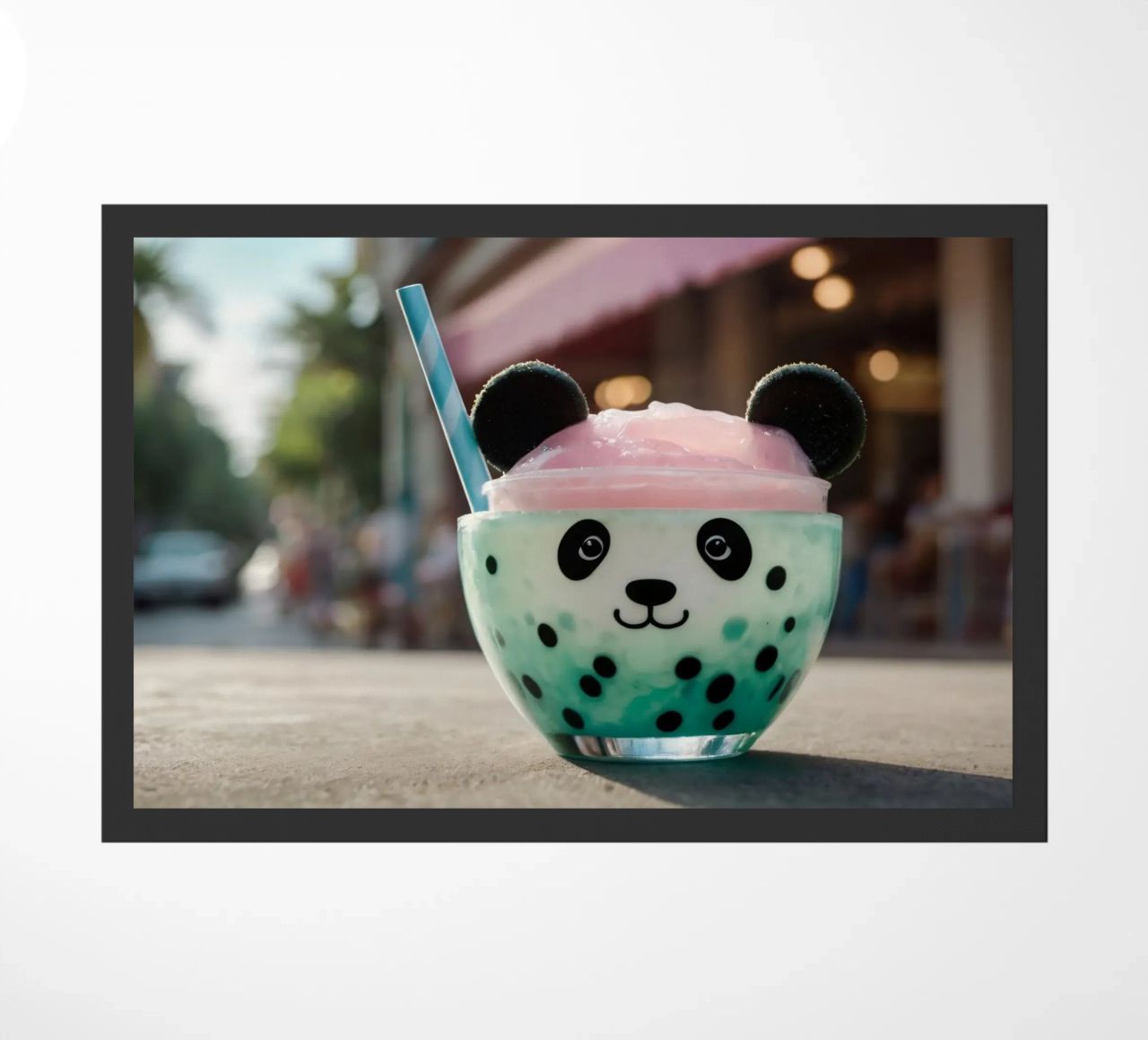 Dessert colorato a tema panda servito in una simpatica tazza zerbino da DesignDoodle