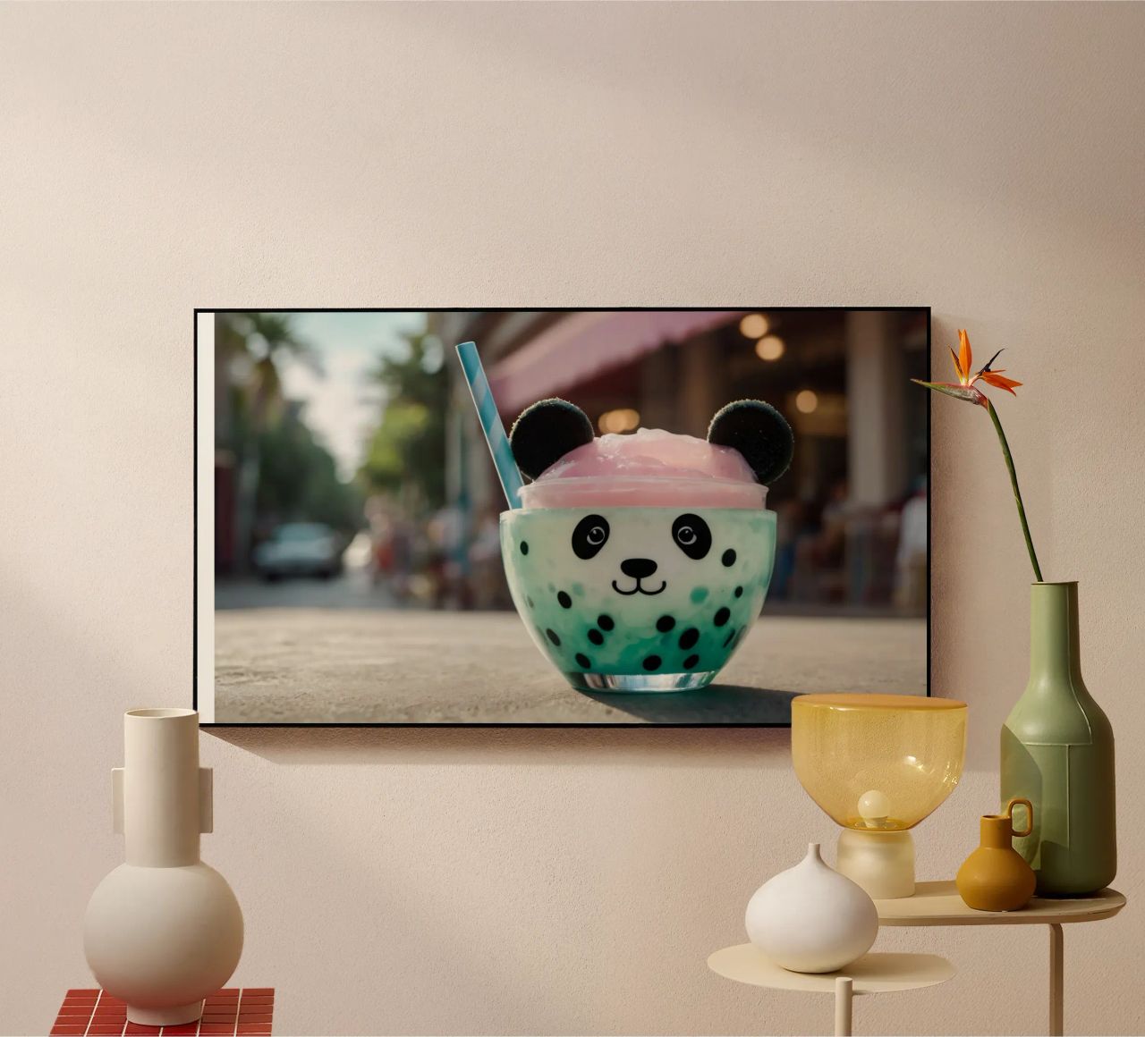 Dessert colorato a tema panda servito in una simpatica tazza plexiglass da DesignDoodle