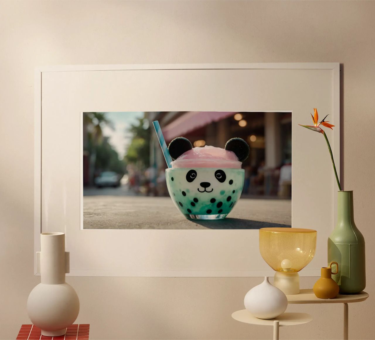 Dessert colorato a tema panda servito in una simpatica tazza carta hahnemühle da DesignDoodle