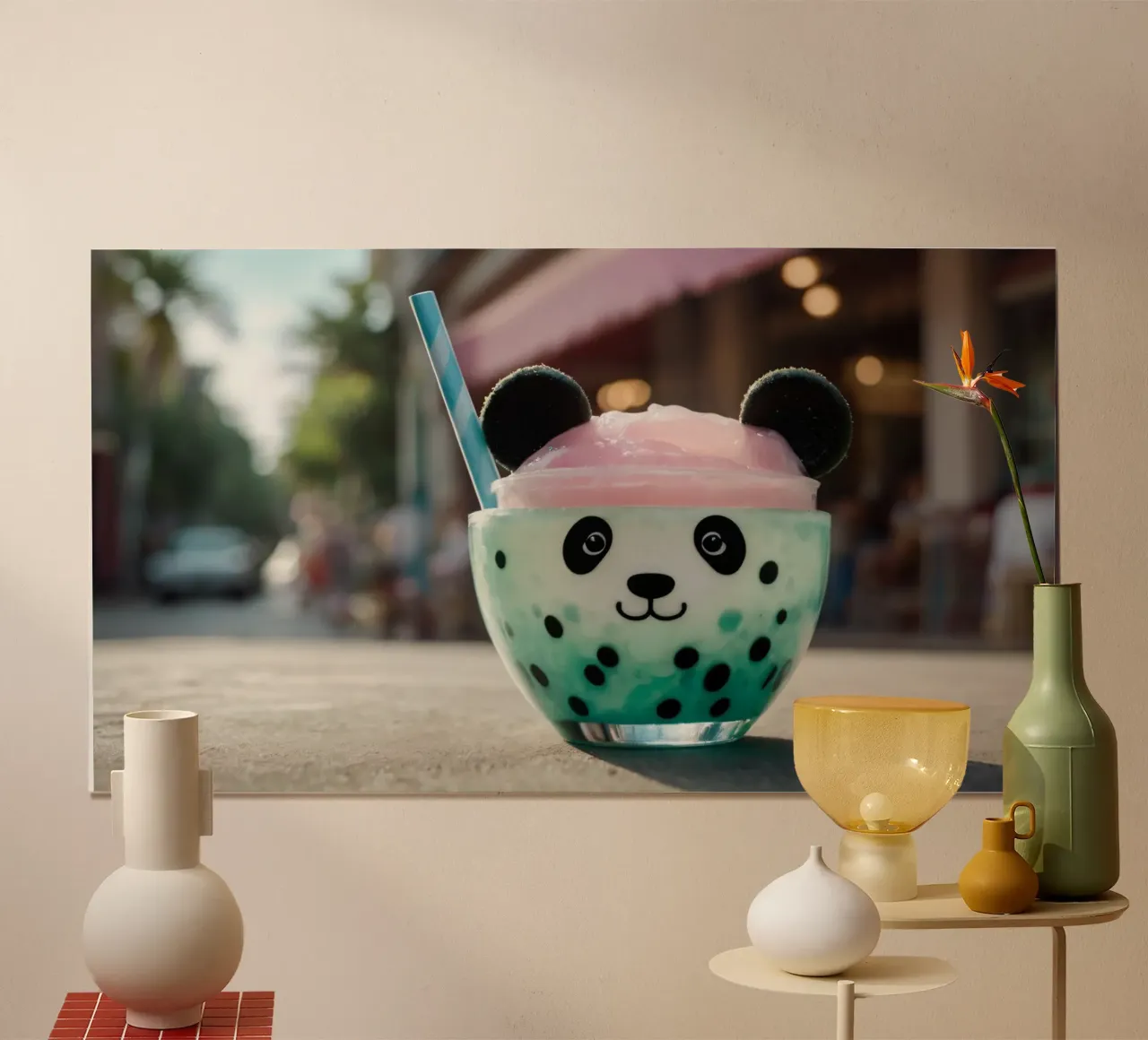 Dessert colorato a tema panda servito in una simpatica tazza poster da DesignDoodle