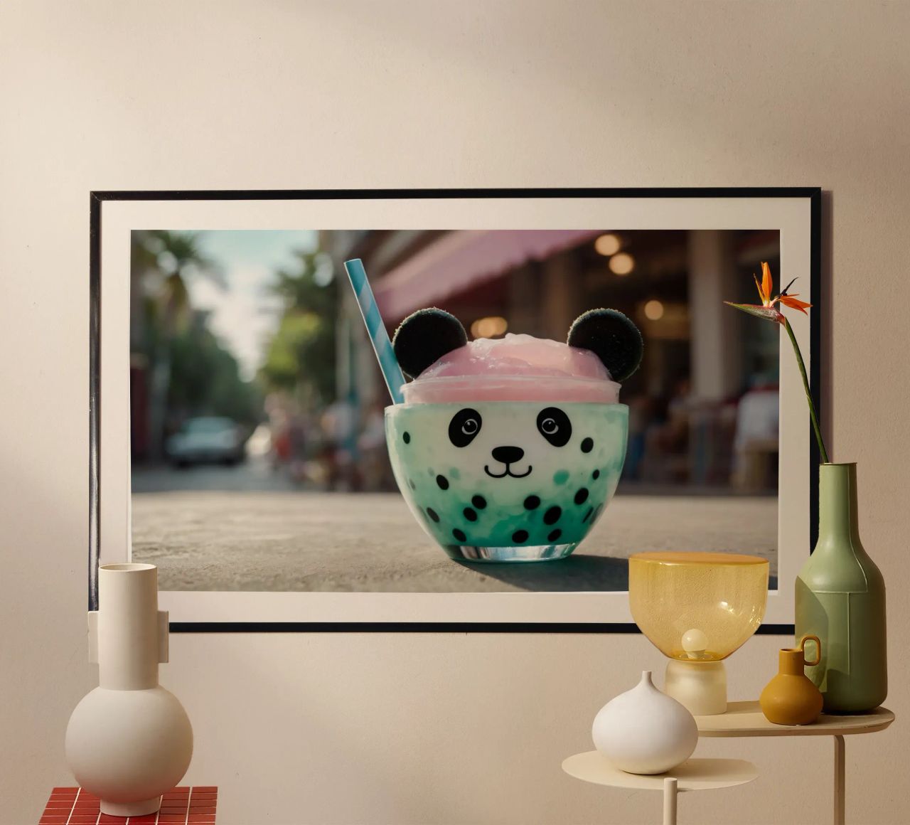 Dessert colorato a tema panda servito in una simpatica tazza carta hahnemühle da DesignDoodle