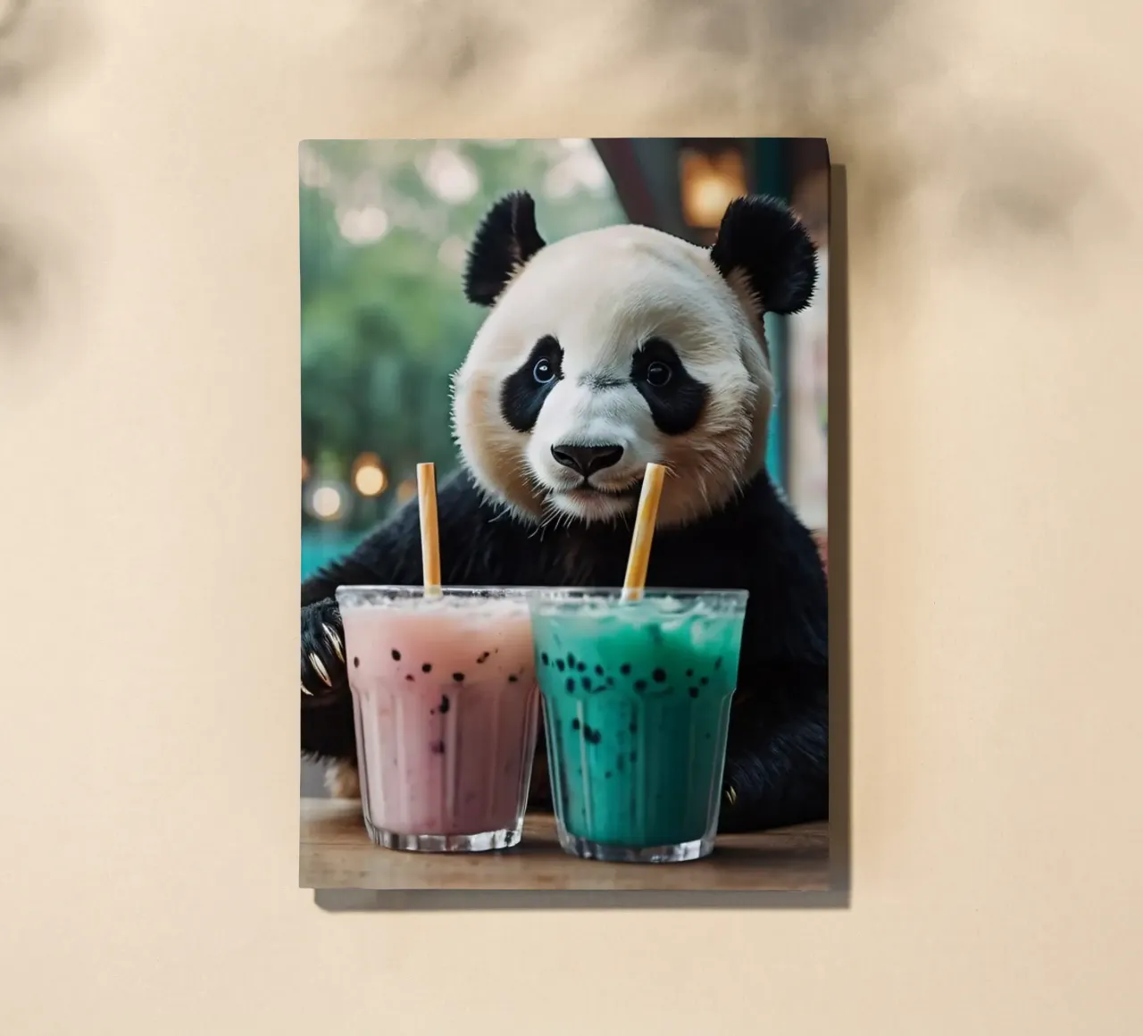 A playful panda enjoying colorful bubble teas notebook by DesignDoodle