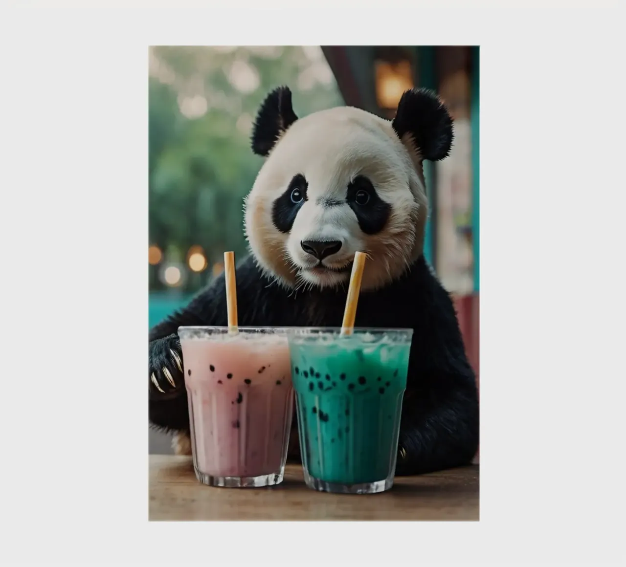 A playful panda enjoying colorful bubble teas notebook by DesignDoodle