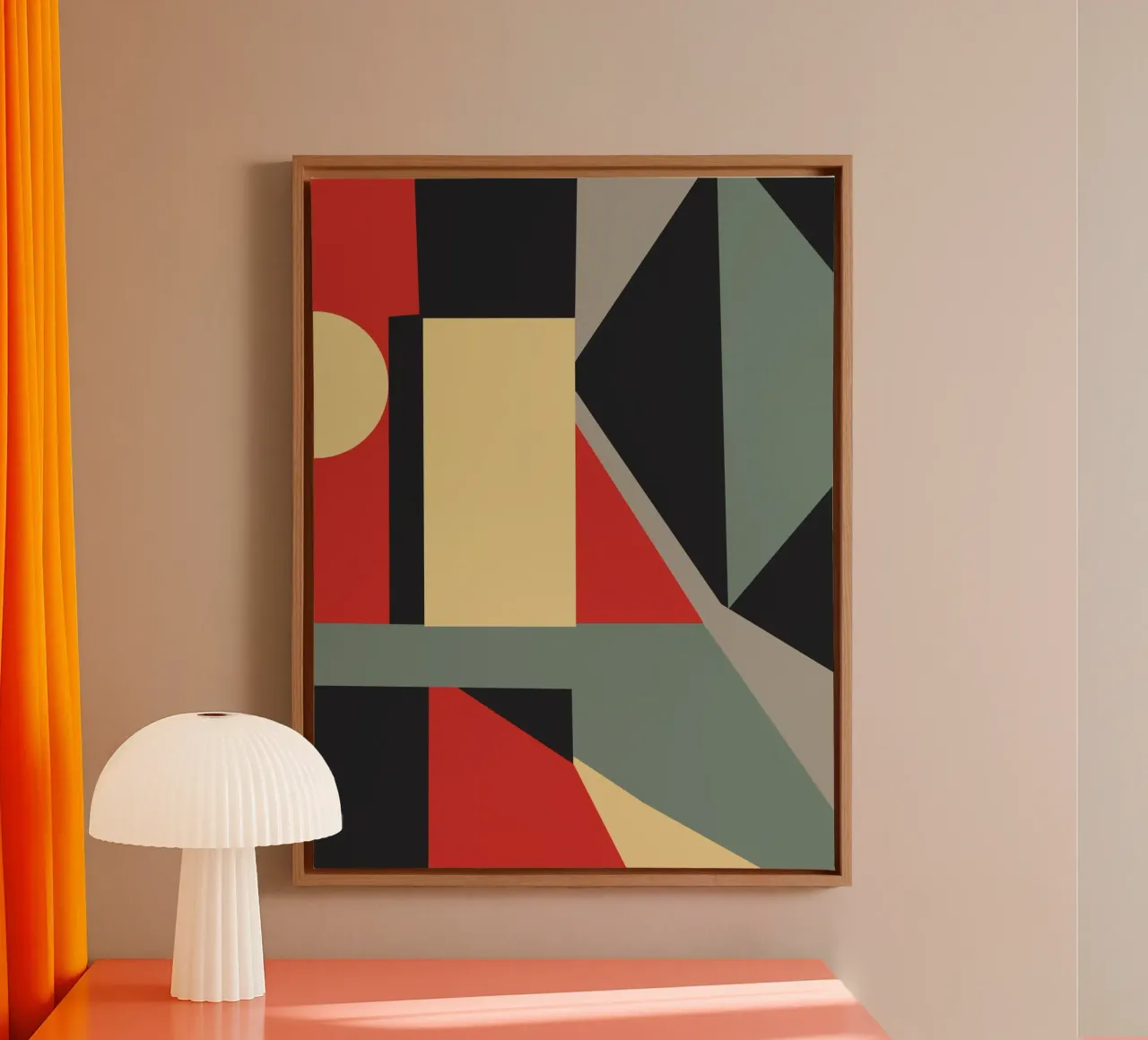 Geometria retrò dai toni tenui 04 tela con Cornice a cassetta da Little Dean