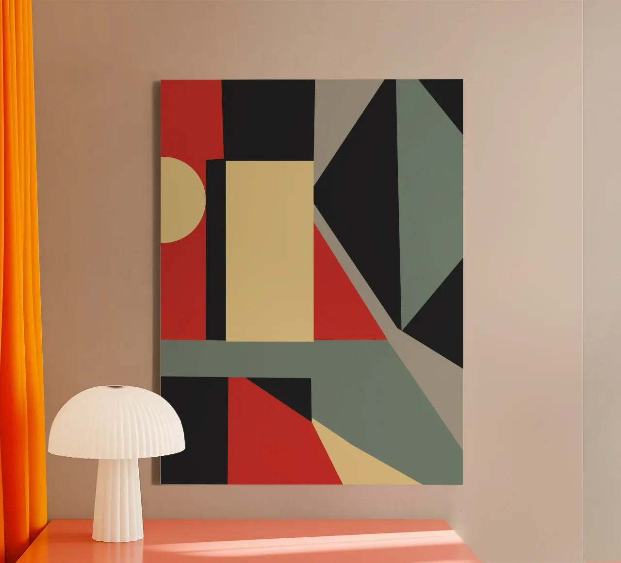 Geometria retrò dai toni tenui 04 tela con Cornice a cassetta da Little Dean